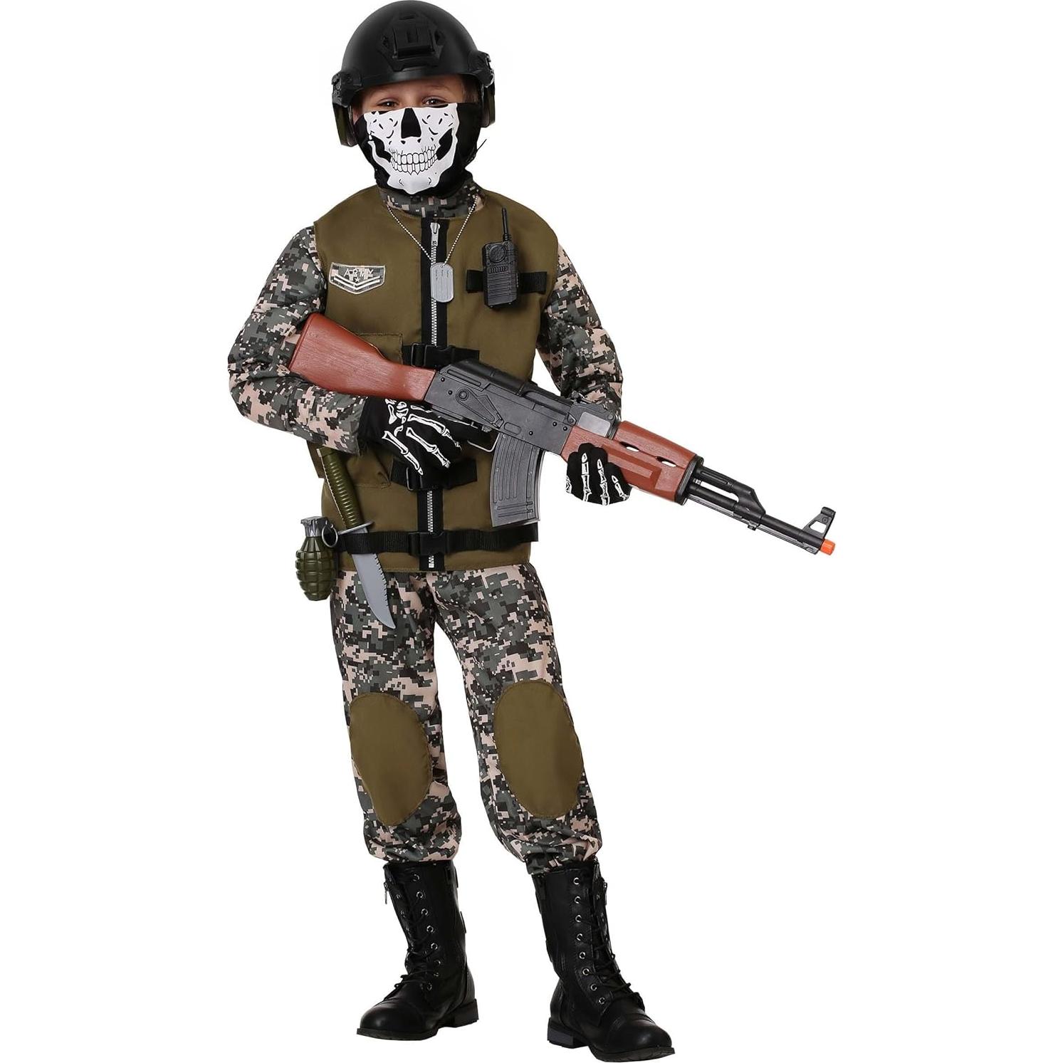 Disfraz de Camuflaje para Niños - Chaleco Táctico y Accesorios