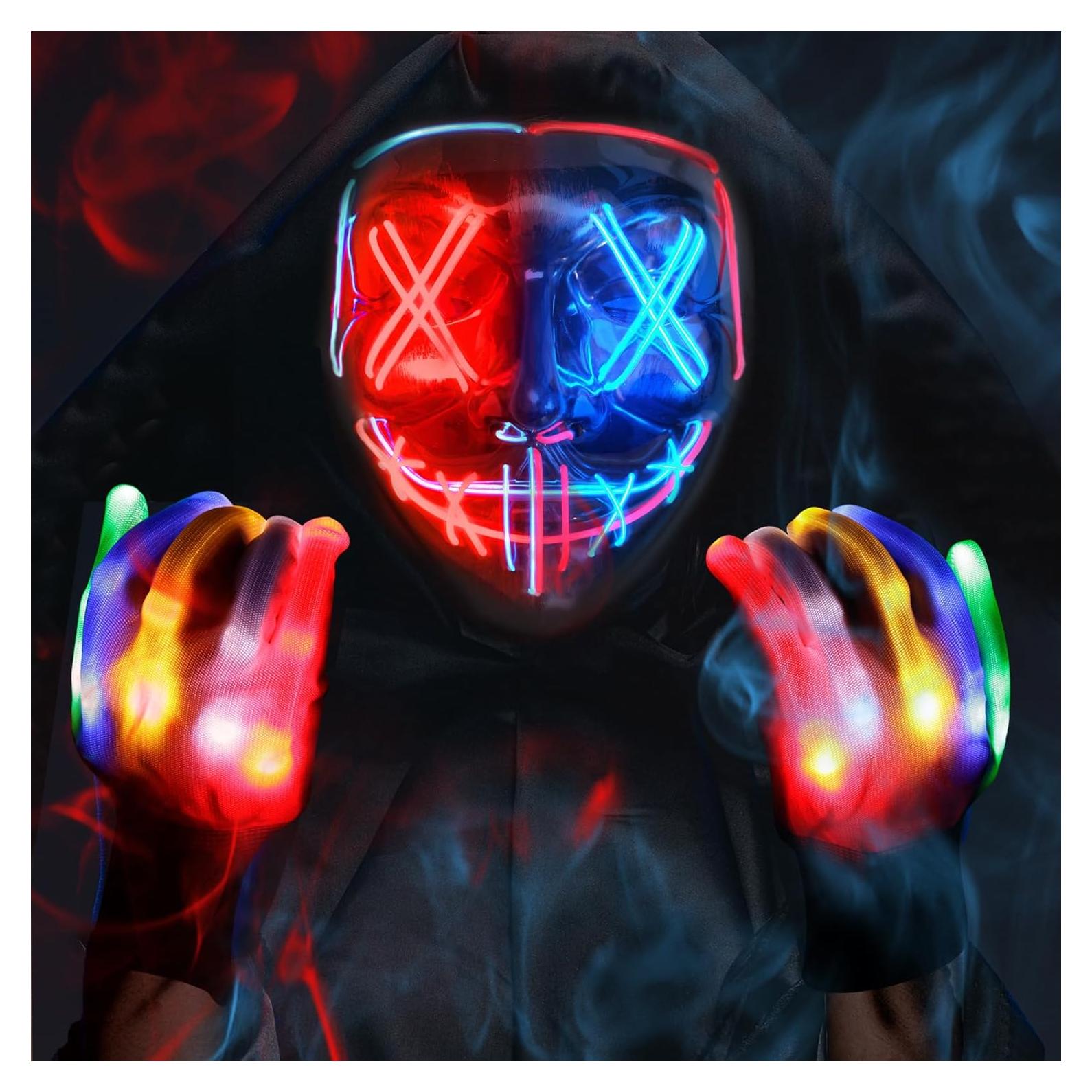 Máscara LED Halloween Max Fun + Guantes Brillantes