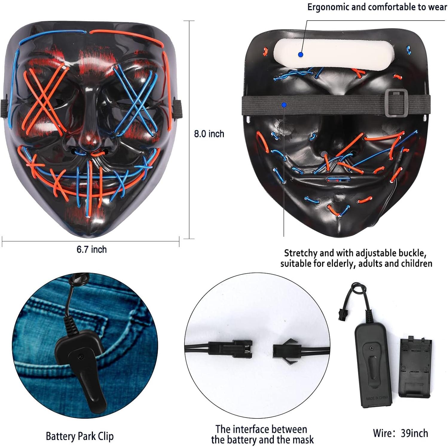 Máscara LED Halloween Max Fun + Guantes Brillantes