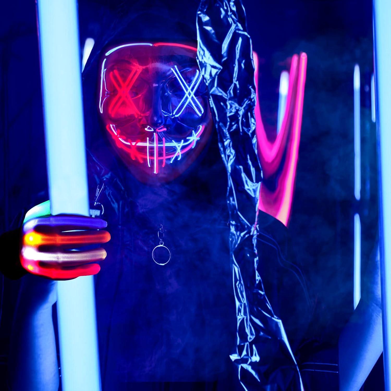 Máscara LED Halloween Max Fun + Guantes Brillantes