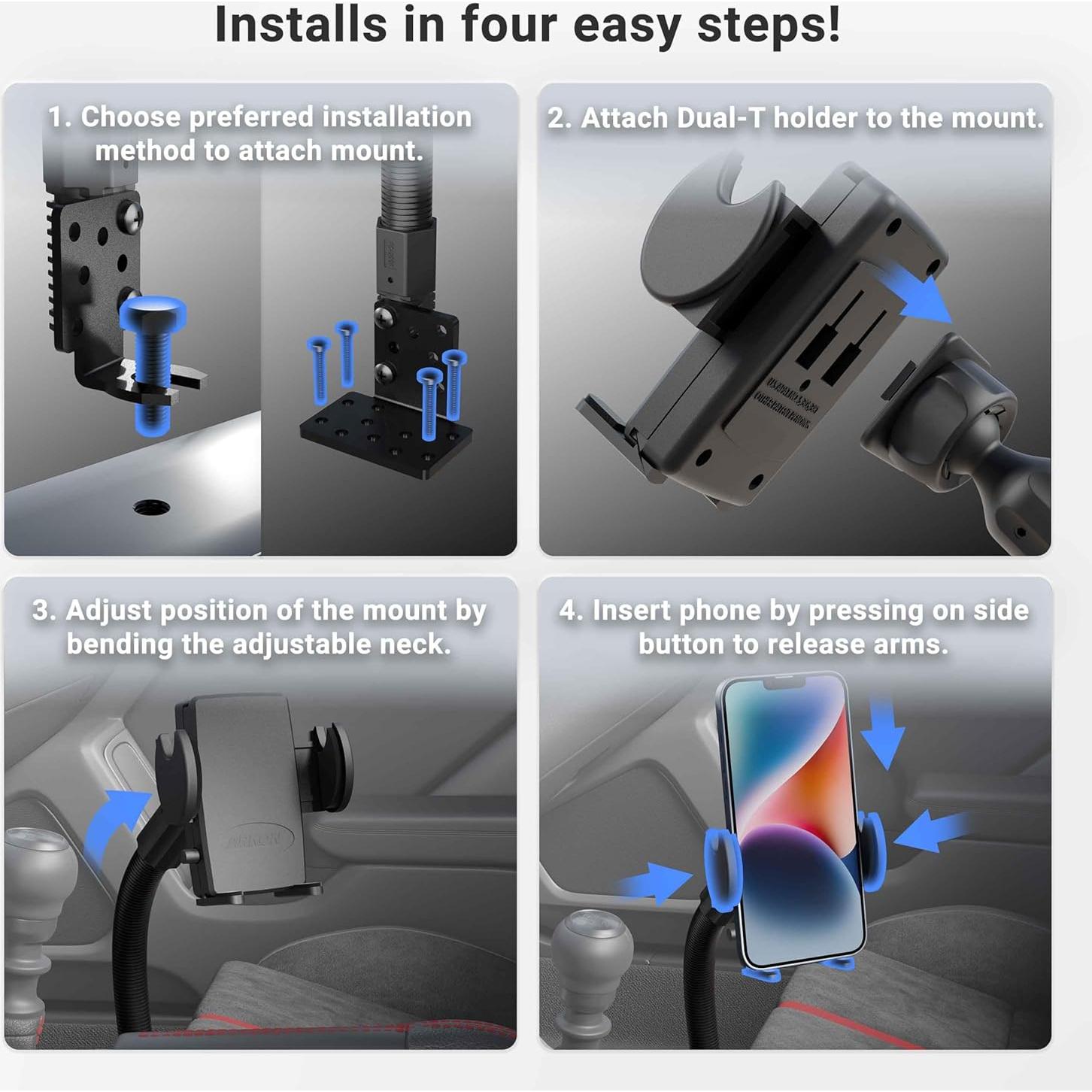 Soporte para Teléfono ARKON Mounts para Riel de Asiento - 55.88 cm