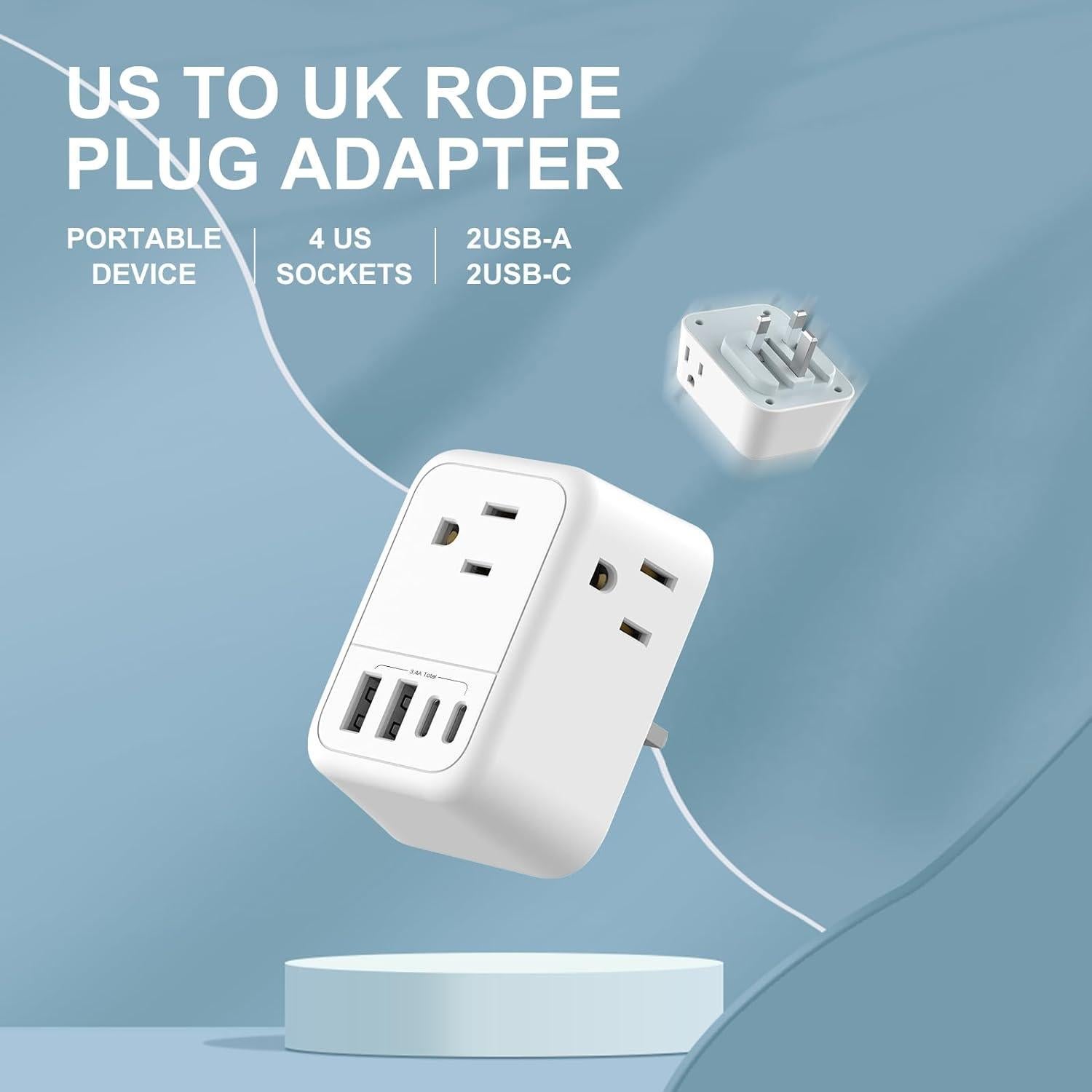 Adaptador de Enchufe de Viaje Plegable 8 en 1 Ouli - USB-C