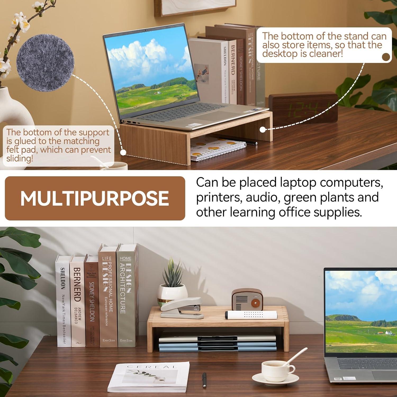 Soporte para Monitor de Madera KIRIGEN 39cm Natural