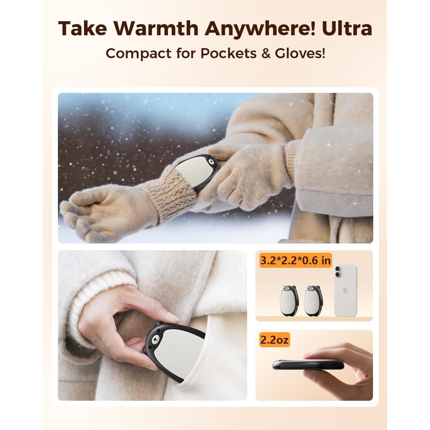 Calentadores de Manos Recargables SWEETFULL S37 - Paquete de 2