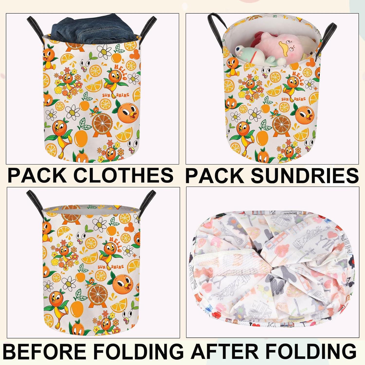 Cesta de Lavandería Plegable JNIAP Naranja 50x40 cm