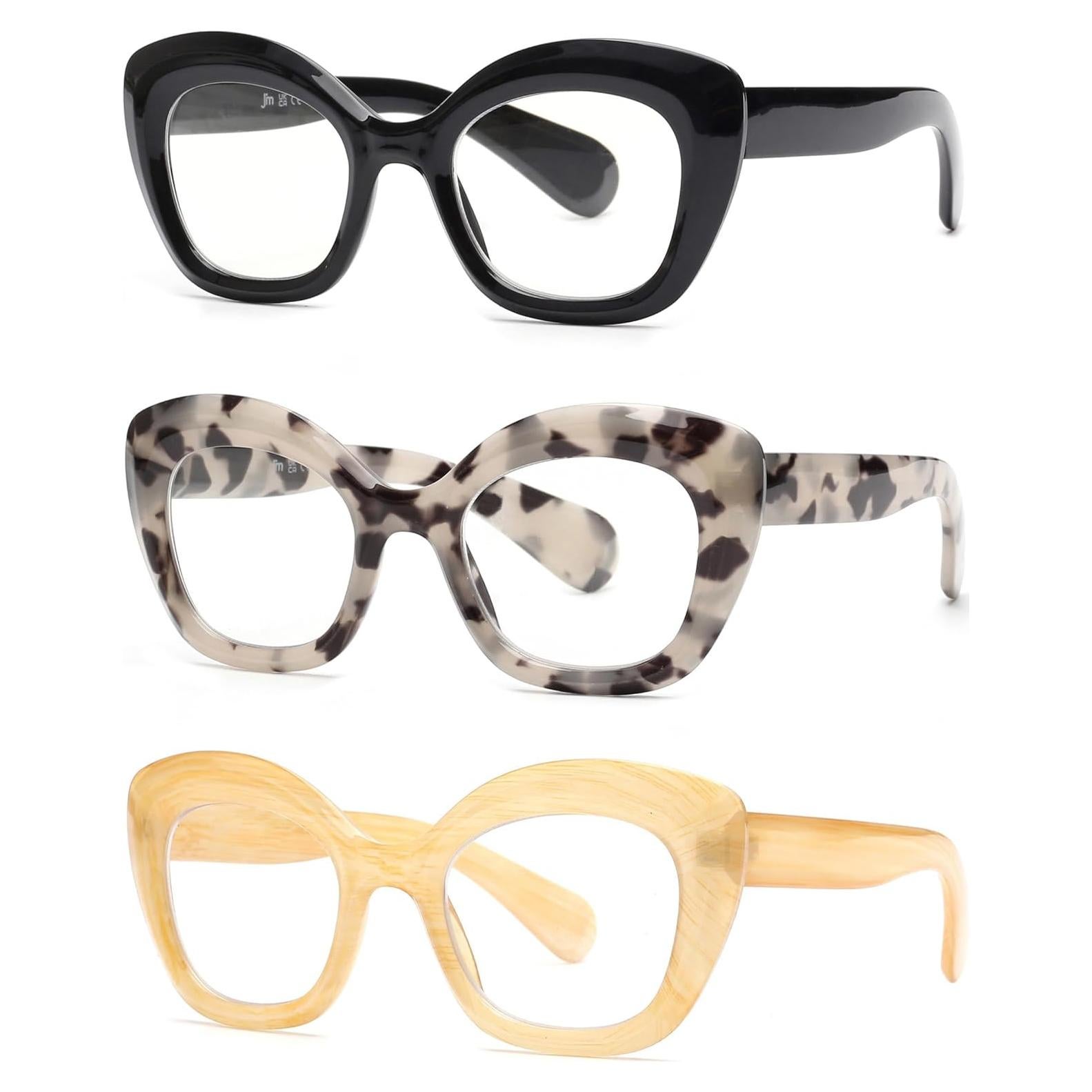 Gafas de lectura JM Cat-Eye para mujeres - 3 pares con filtro UV