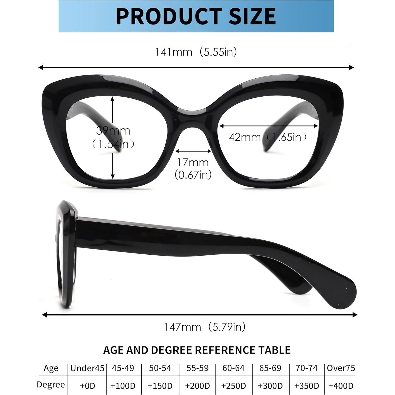 Gafas de lectura JM Cat-Eye 2 pares con bloqueo luz azul