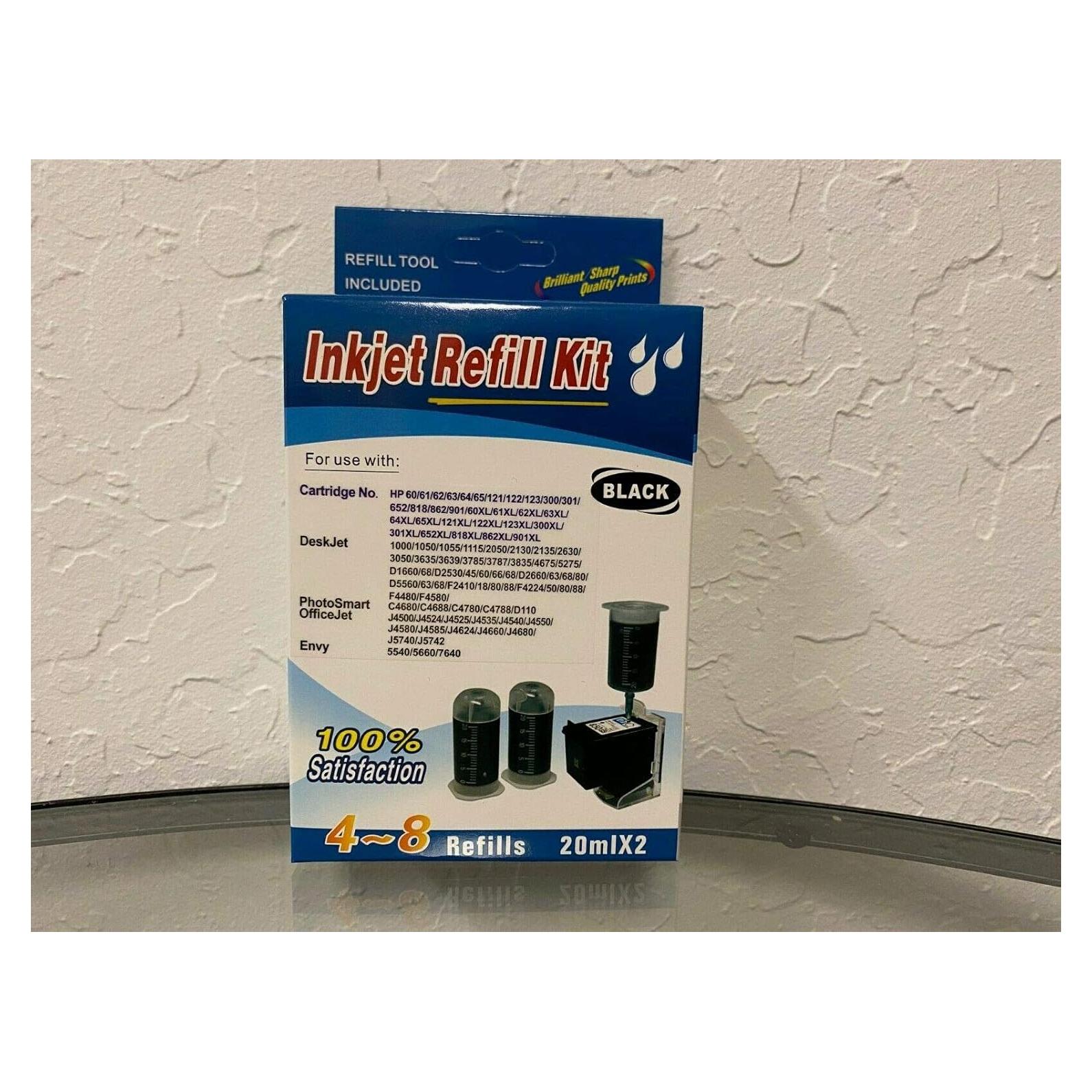 Kit de Recarga de Tinta Discountinkllc para Cartuchos HP 60/61/62/63/64/65 - Negro