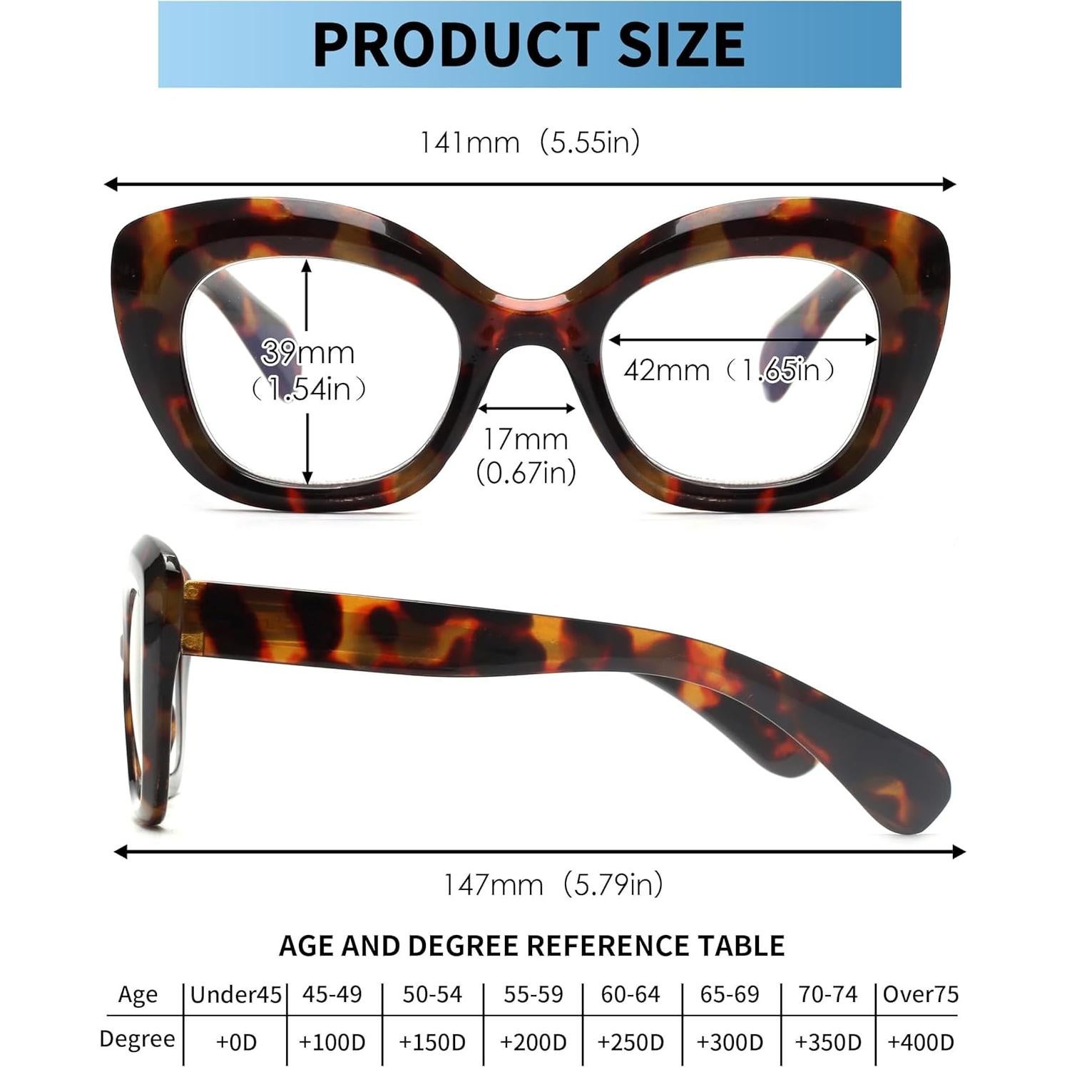 Gafas de lectura JM Cat-Eye 2 Paquetes con filtro azul