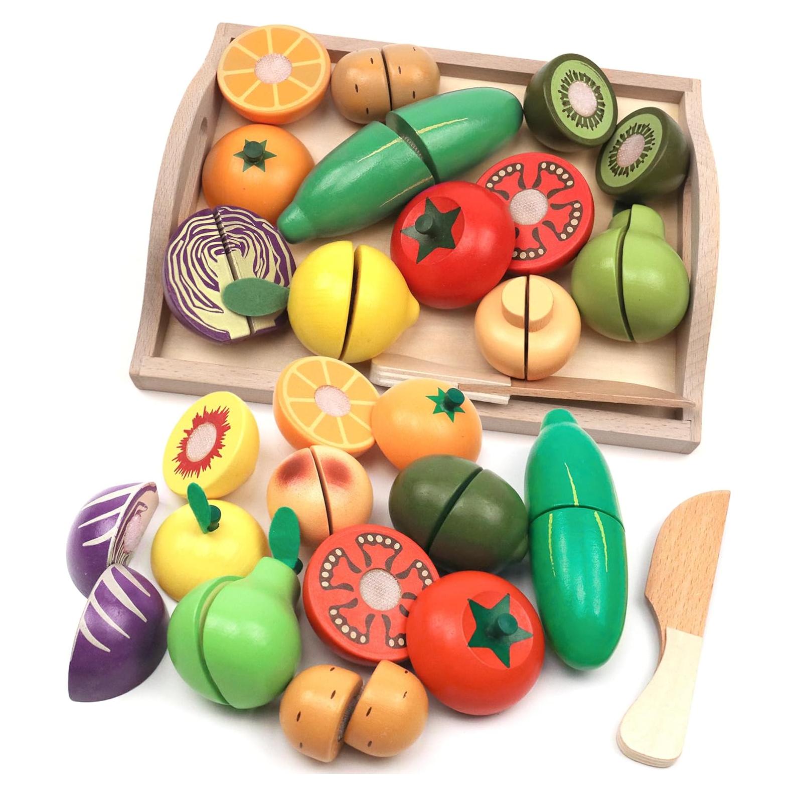 Juego de Frutas y Verduras de Madera Ouyuan - Juguete Educativo