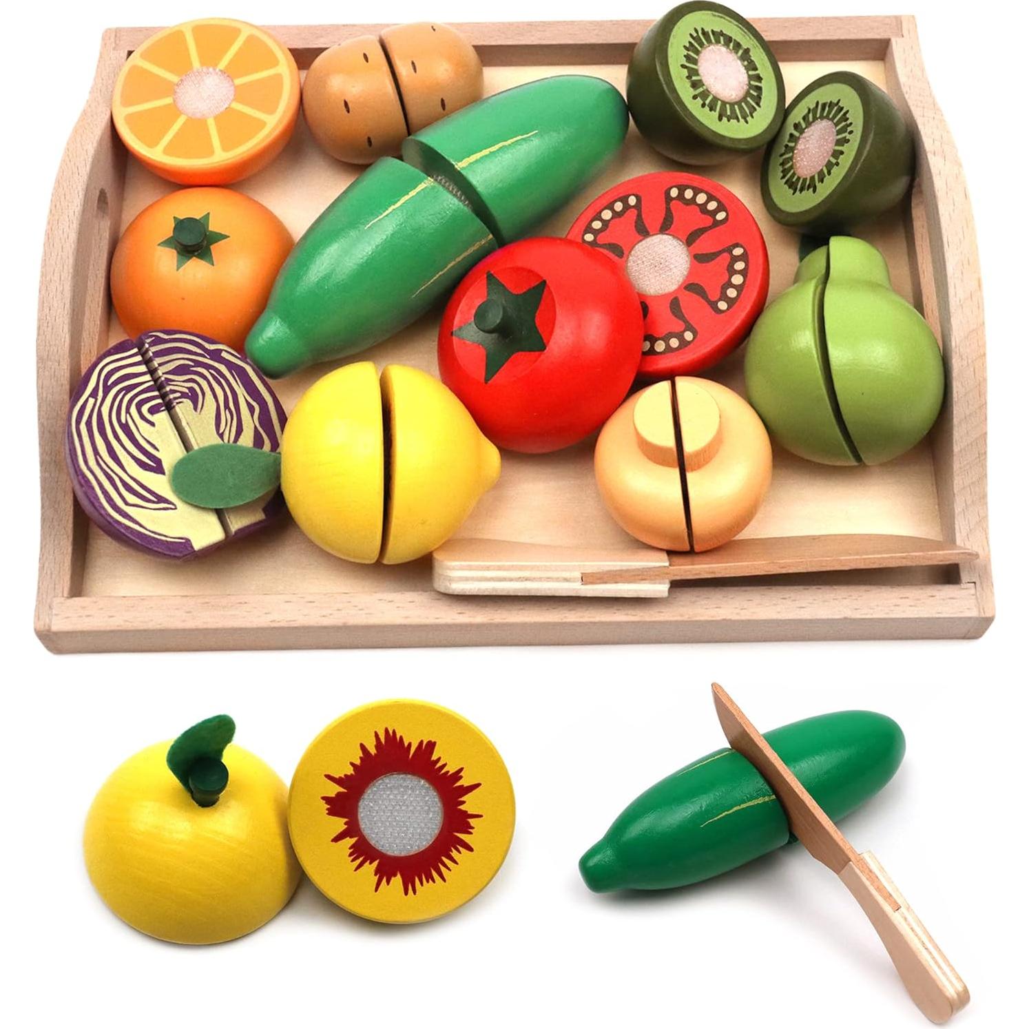 Juego de Frutas y Verduras de Madera Ouyuan - Juguete Educativo