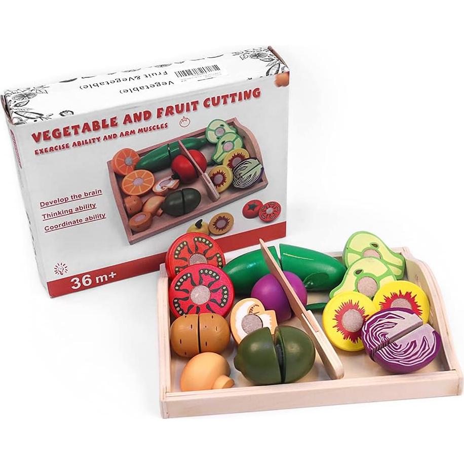 Juego de Frutas y Verduras de Madera Ouyuan - Juguete Educativo