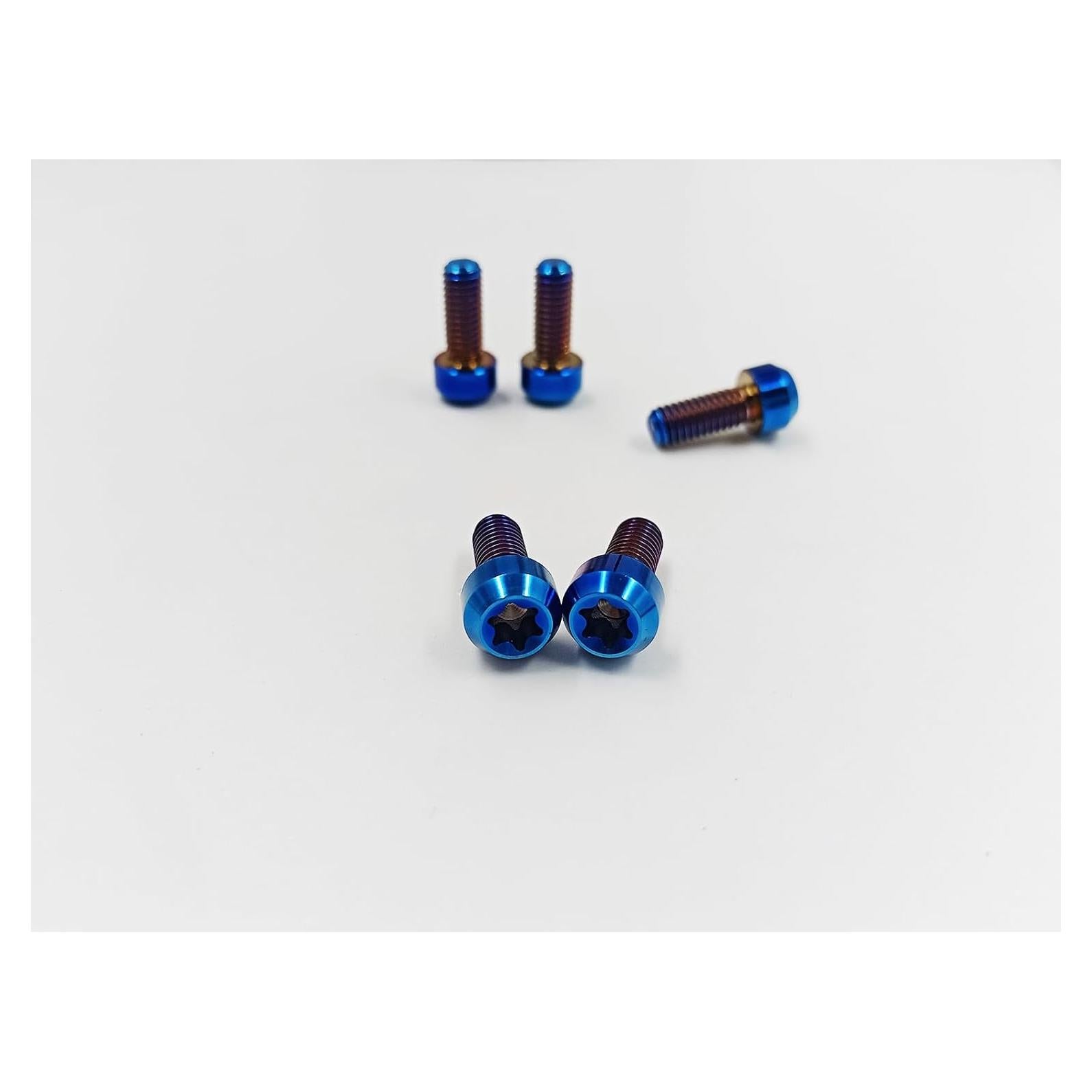 5 Tornillos Antirrobo de Titanio TC4 M6x15mm Azul - Decorativos