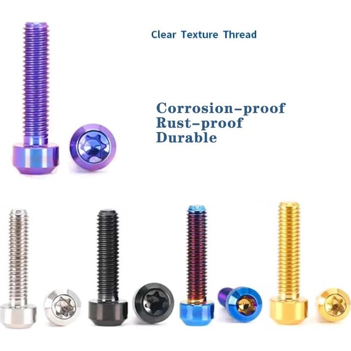 5 Tornillos Antirrobo de Titanio TC4 M6x15mm Azul - Decorativos
