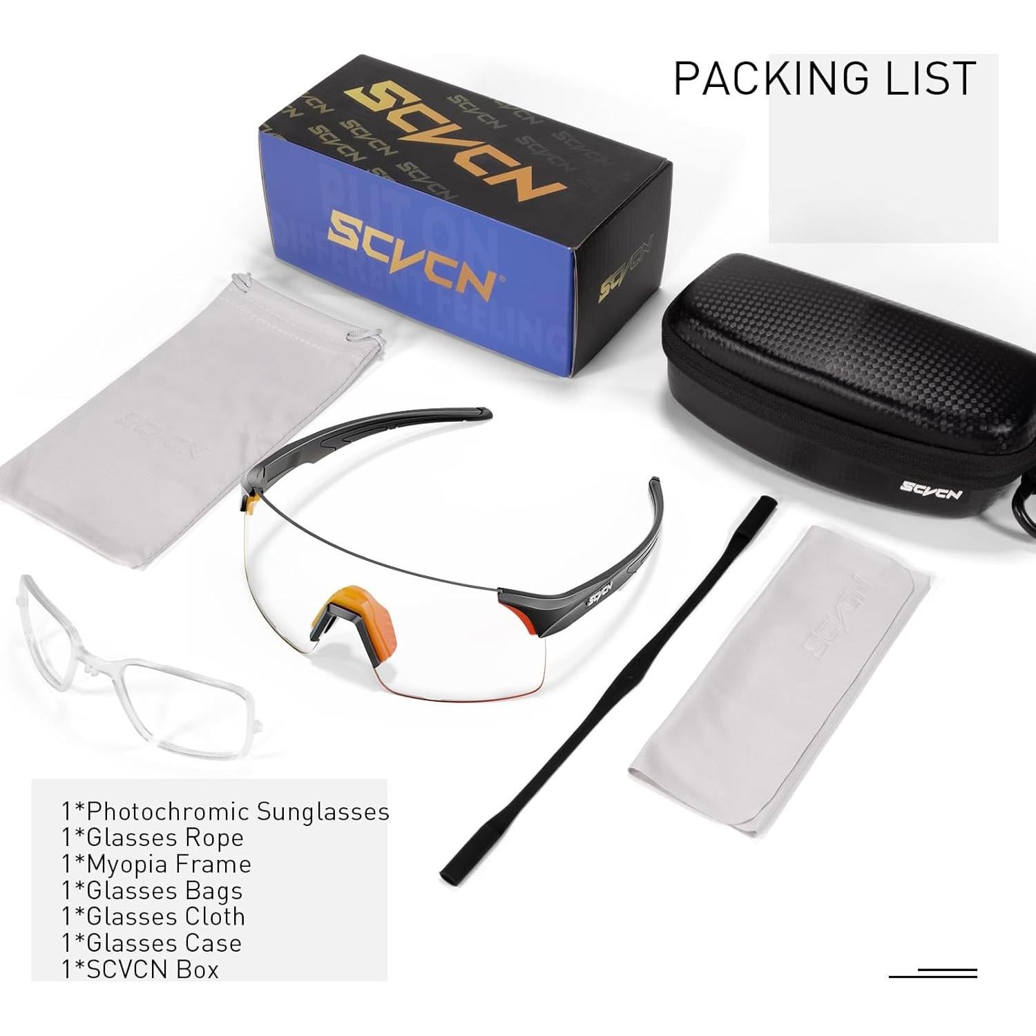 Gafas de Ciclismo Fotochromáticas SCVCN UV400 Unisex Rojo