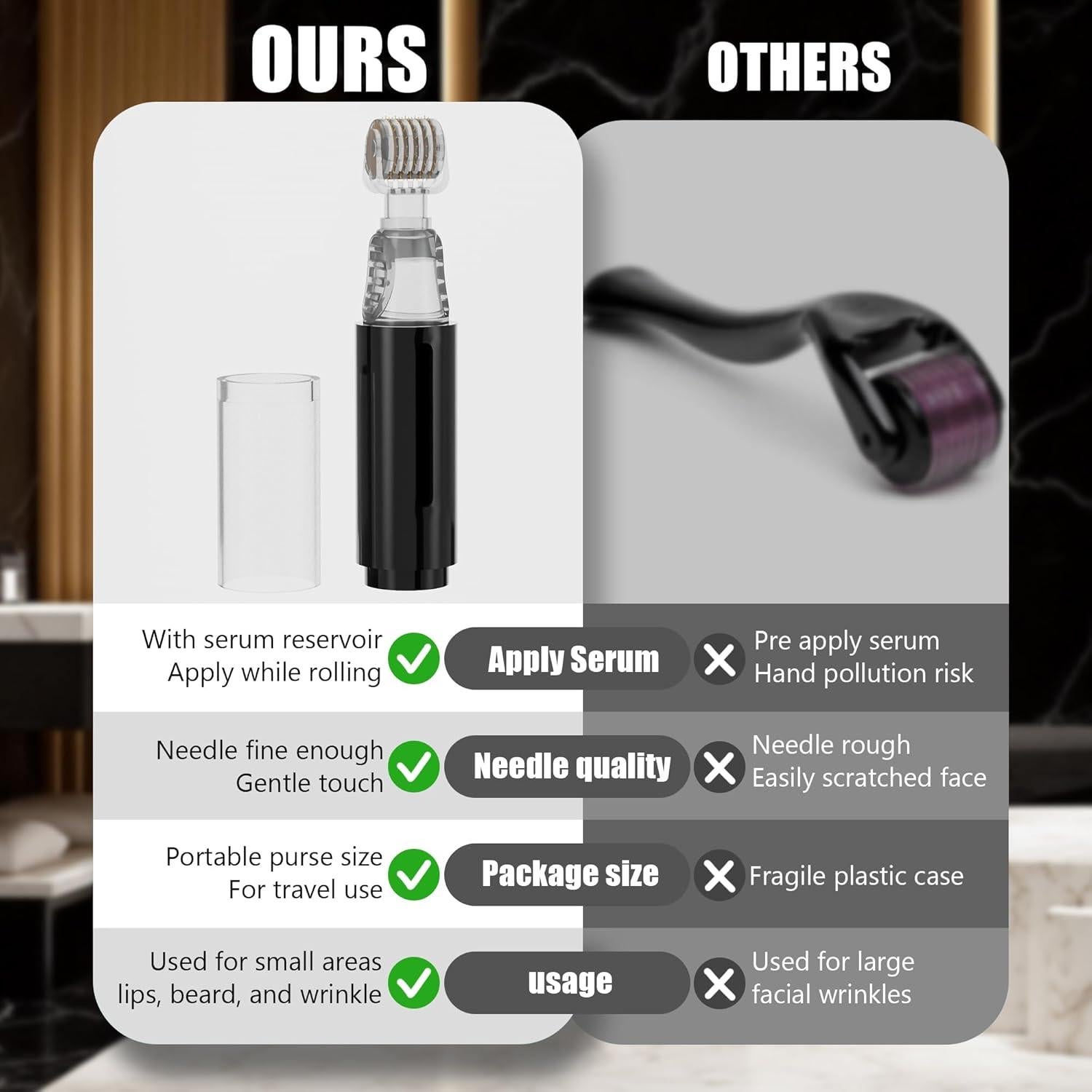 Rodillo Derma TIDEWISH con Aplicador de Suero 0.25 mm