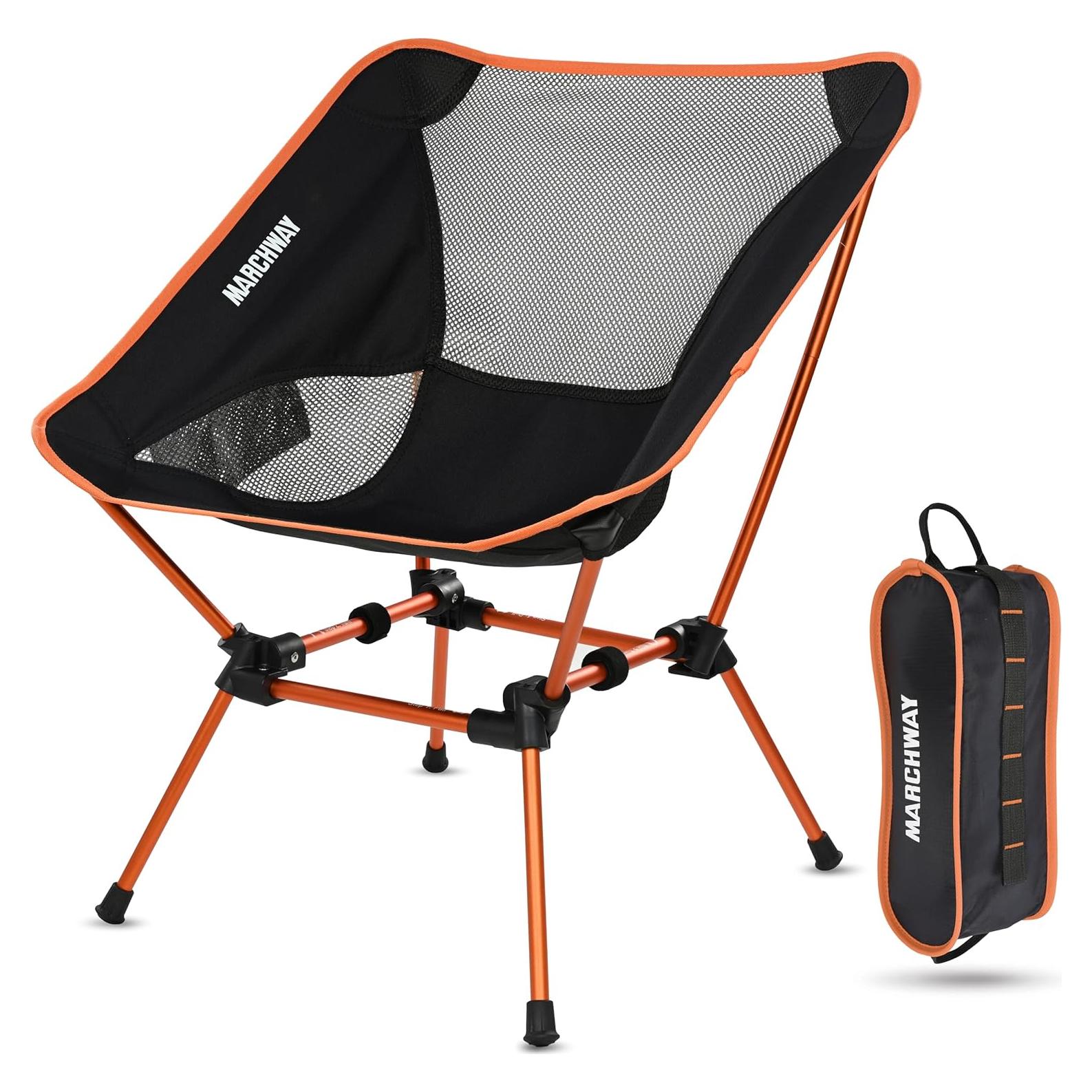 Silla de Camping MARCHWAY Plegable Ultraligera Naranja