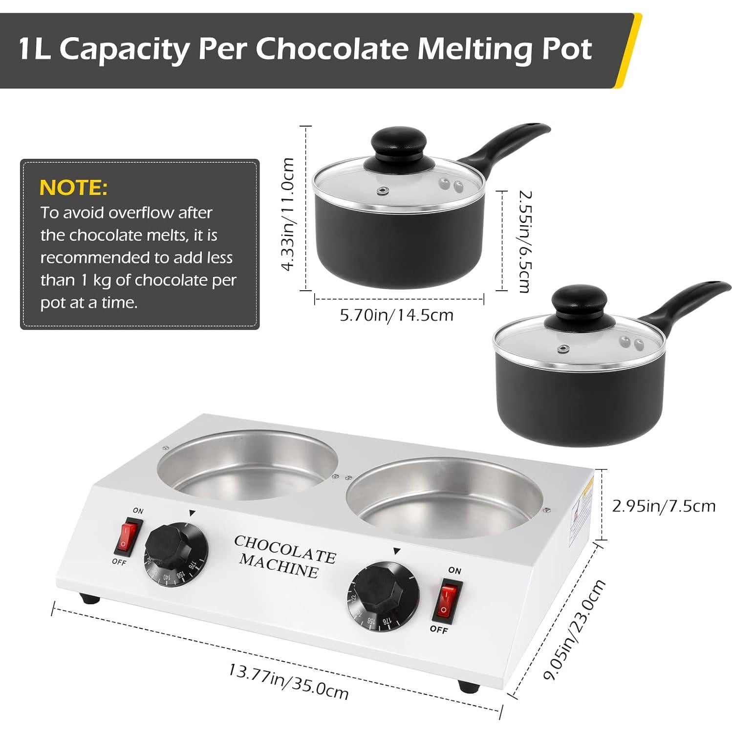 Olla Derretir Chocolate Dyna-Living Doble 80W Eléctrica