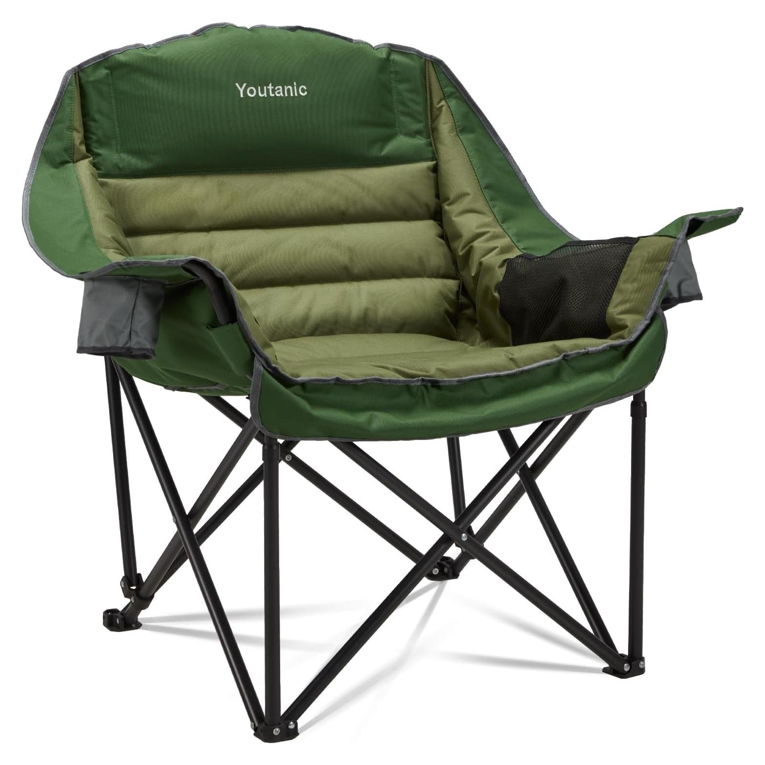 Silla de Camping Youtanic Plegable Verde 400 lbs Ergonómica