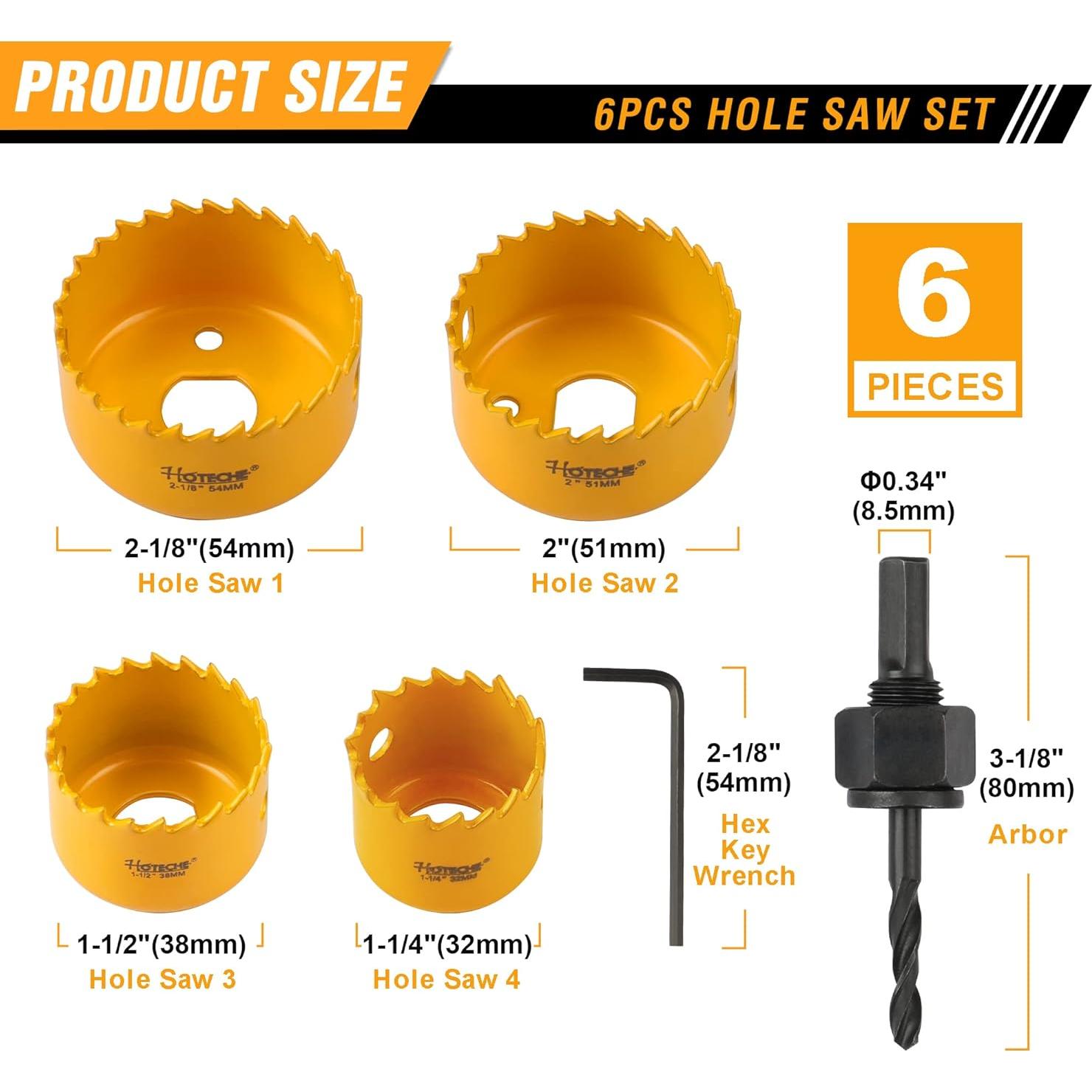 Juego de Sierras de Corona Hoteche 6 Piezas para Madera y Plástico