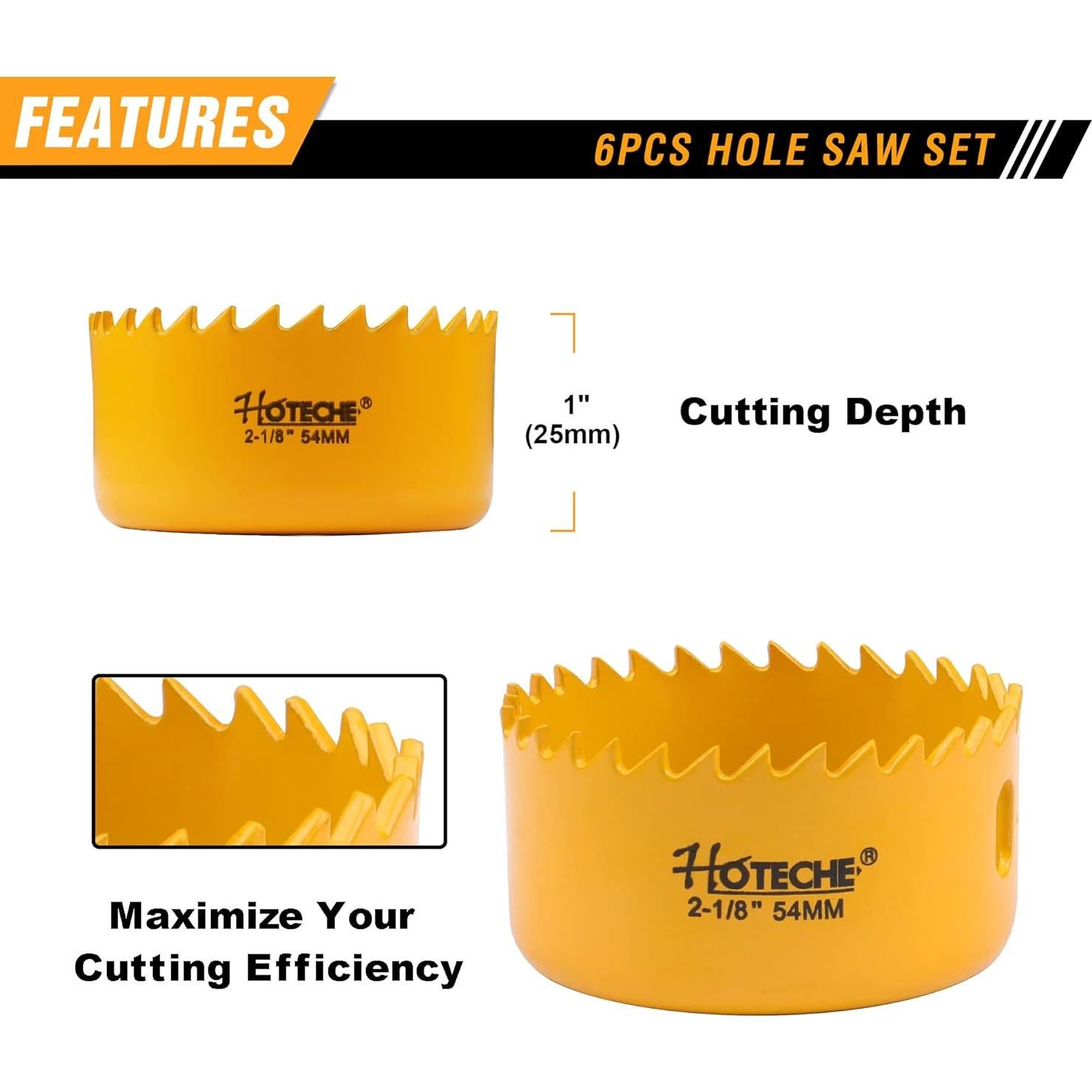 Juego de Sierras de Corona Hoteche 6 Piezas para Madera y Plástico