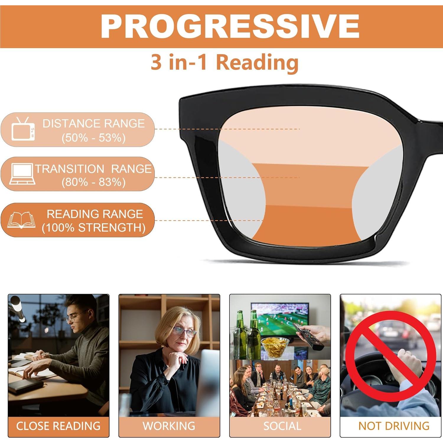 Gafas de lectura progresivas Zxyoo con filtro luz azul 1.0x