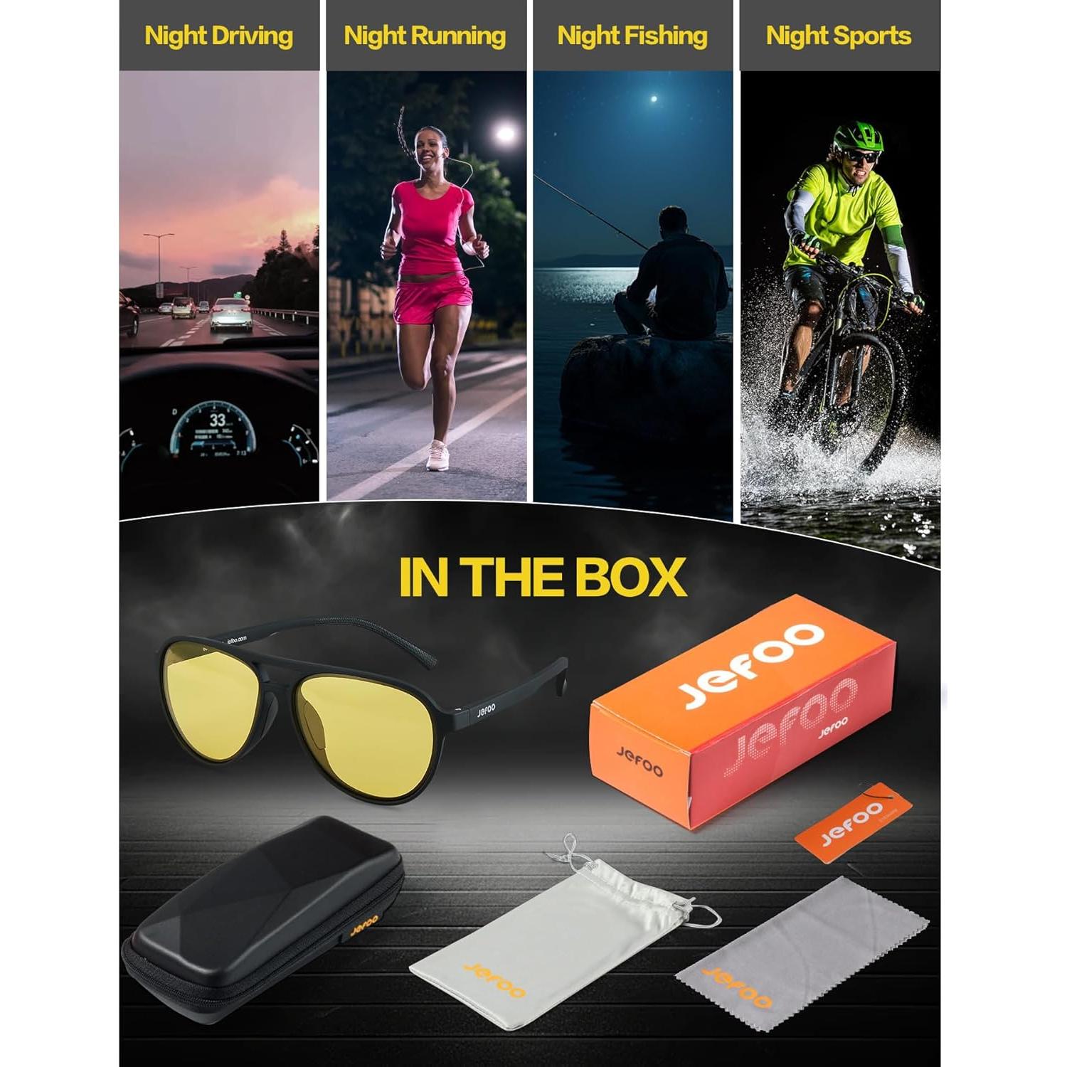 Gafas de Visión Nocturna Jefoo Amarillas Polarizadas UV400