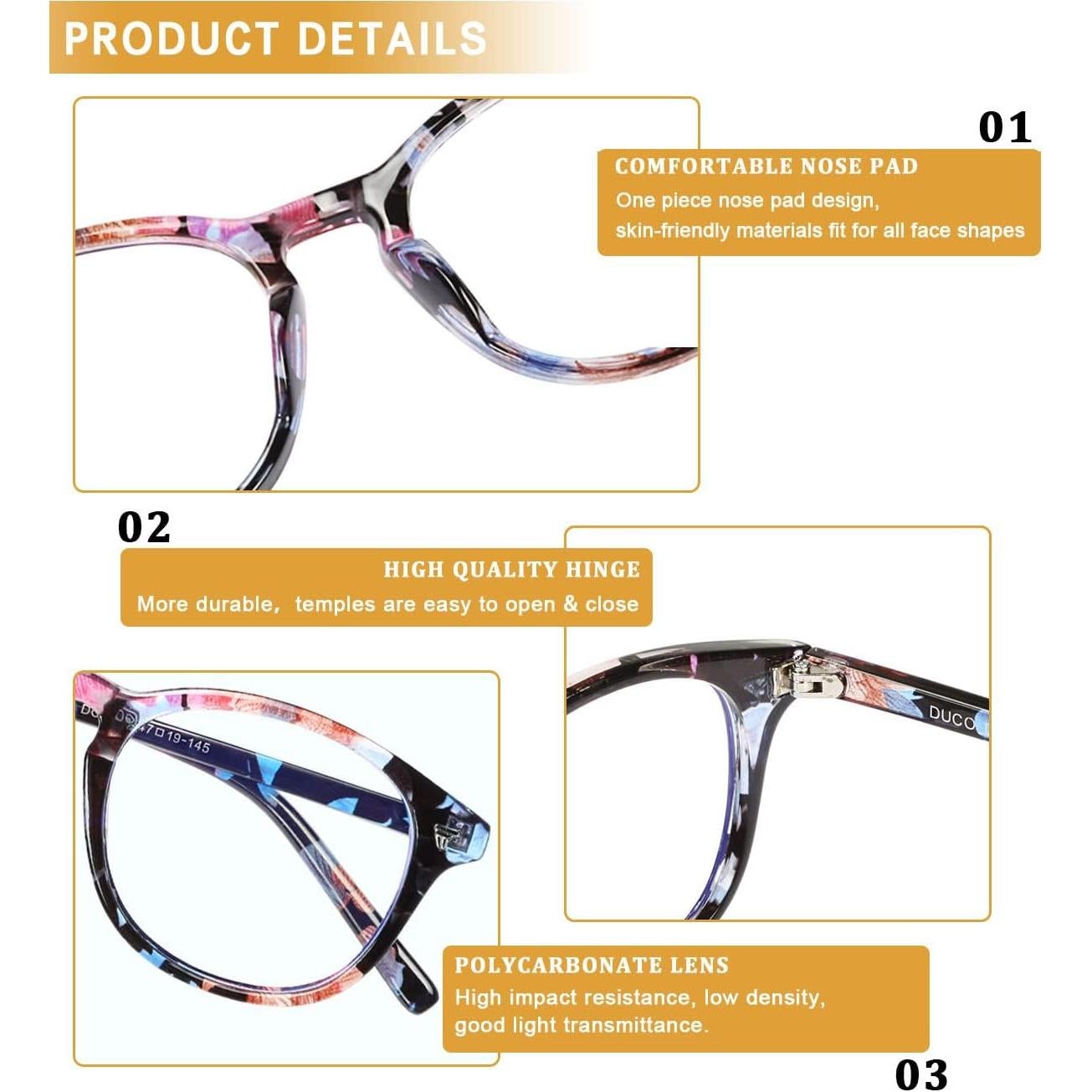 Gafas de lectura DUCO DC5206 con bloqueo luz azul y UV400