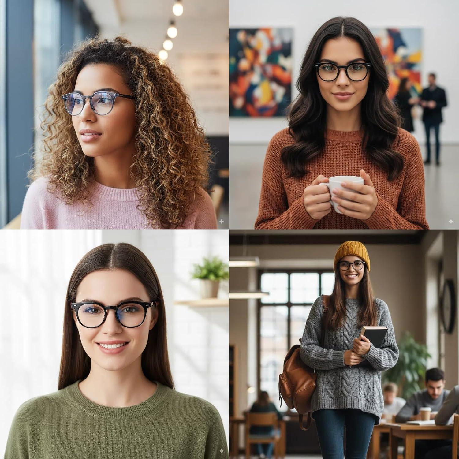 Gafas Anti Fatiga Ocular Saraudy, Bloqueo Luz Azul, Montura Redonda