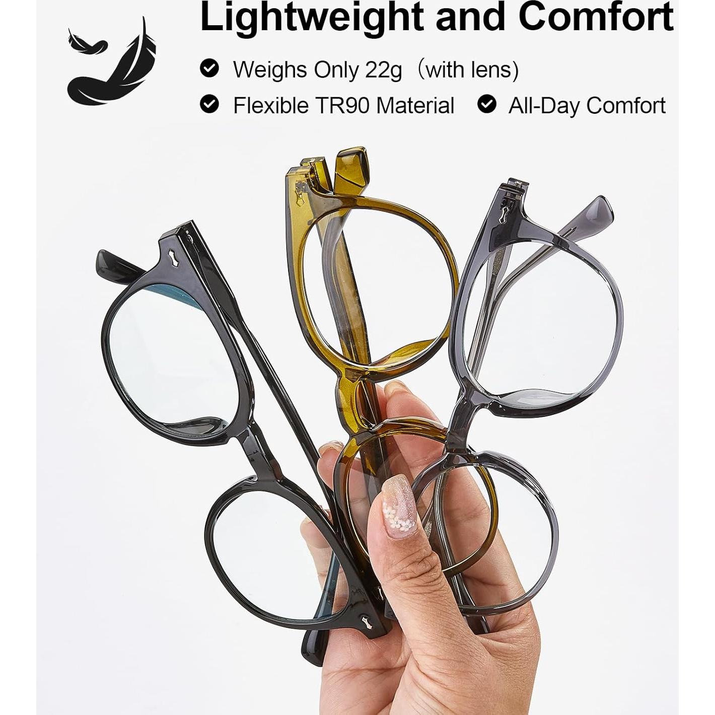 Gafas Anti Fatiga Ocular Saraudy, Bloqueo Luz Azul, Montura Redonda