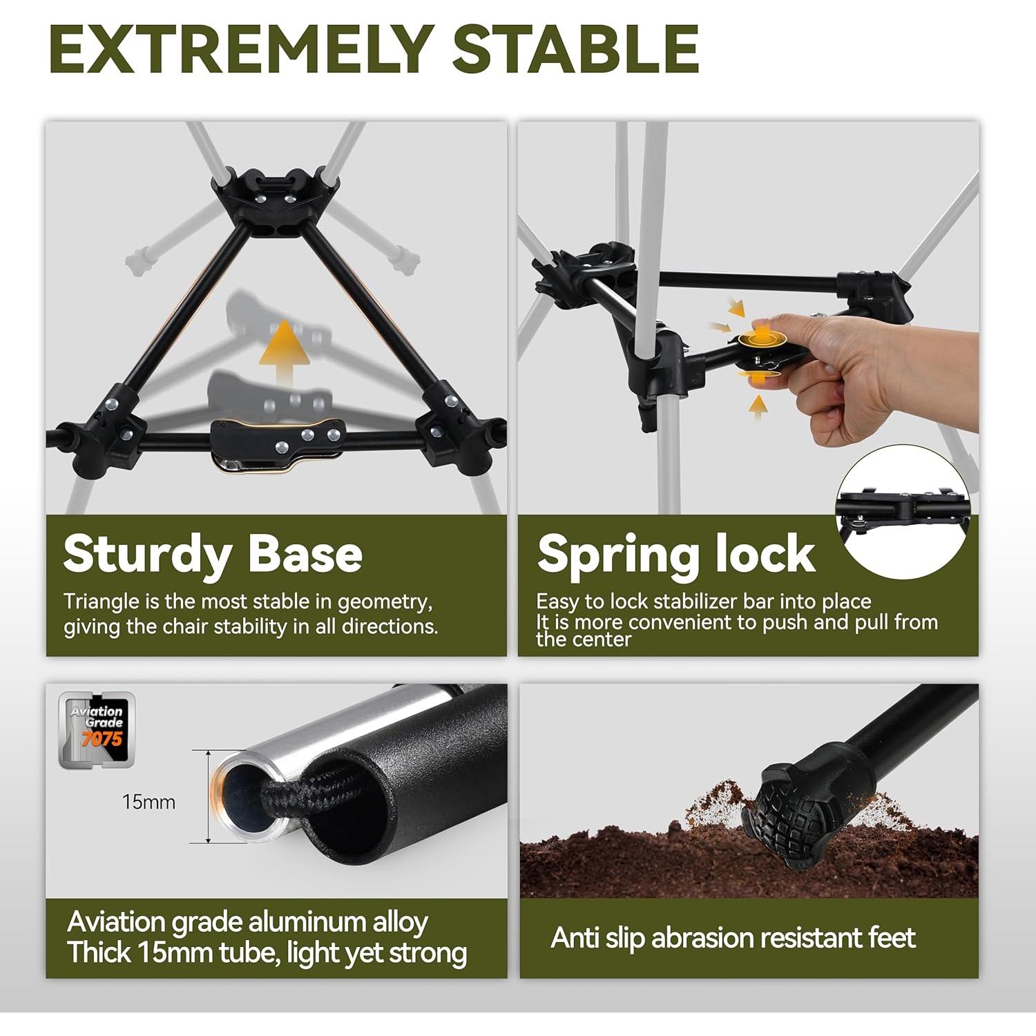 Silla de Camping MARCHWAY Plegable Ligera 1.29 kg Verde