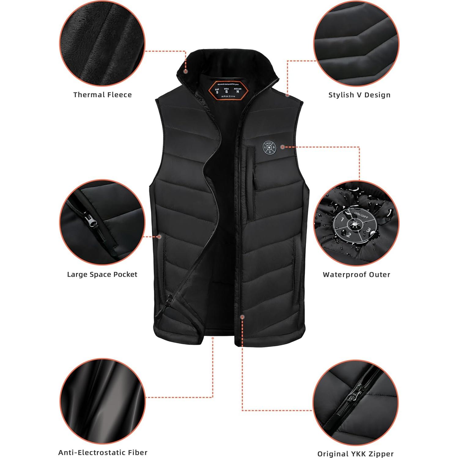 Chaleco Térmico Eltena para Hombres 12000mAh Resistente al Agua