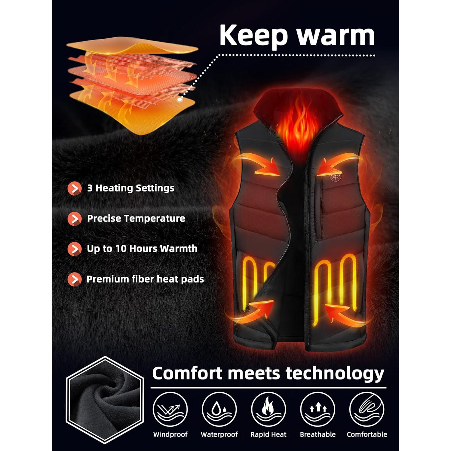 Chaleco Térmico Eltena para Hombres 12000mAh Resistente al Agua