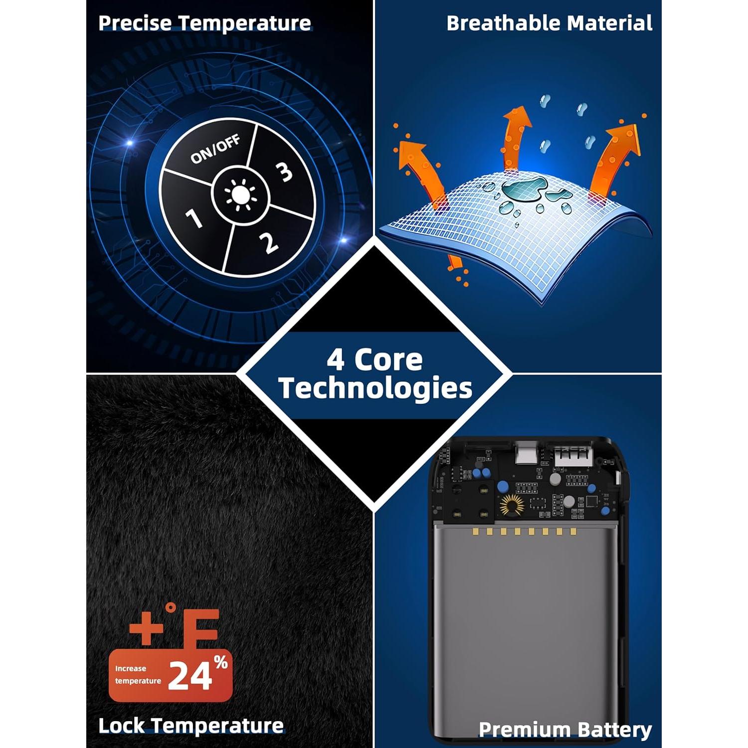 Chaleco Térmico Eltena para Hombres 12000mAh Resistente al Agua