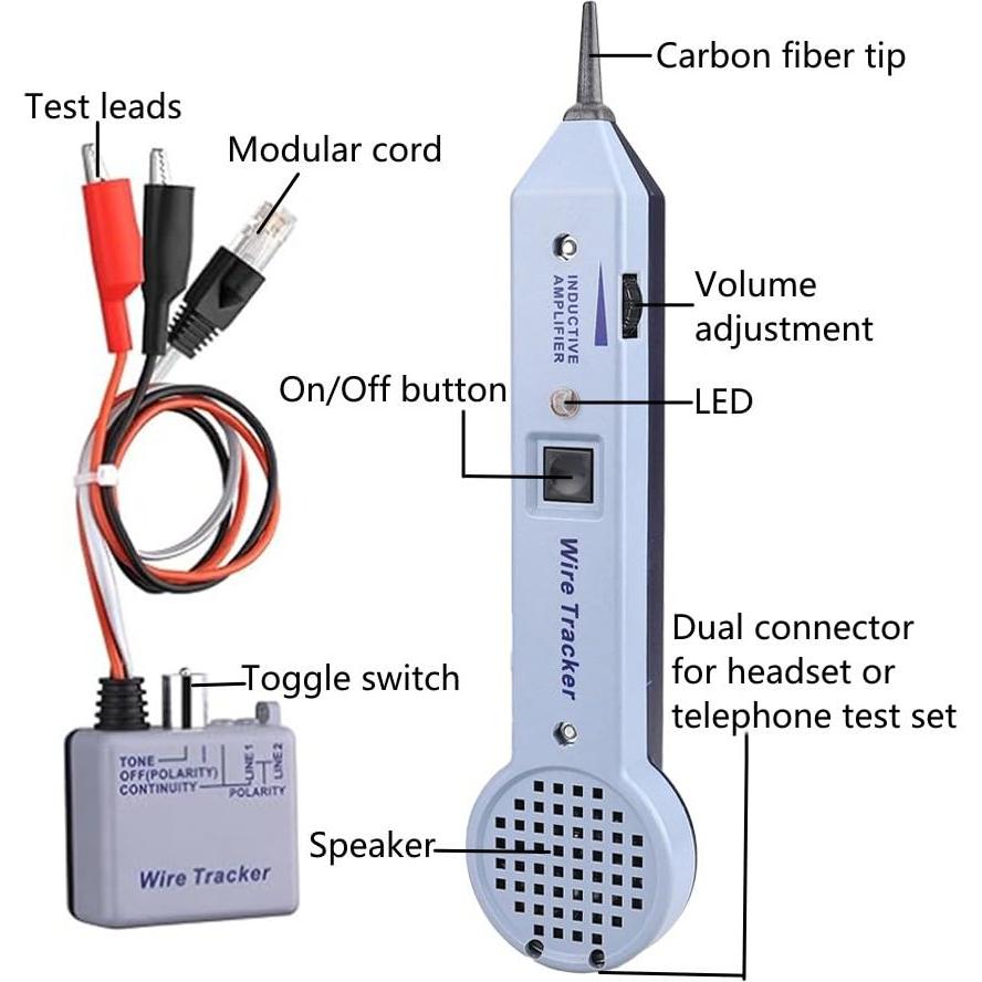 Kit de prueba de cables TUTOOLS 200EP, generador de tono y sonda