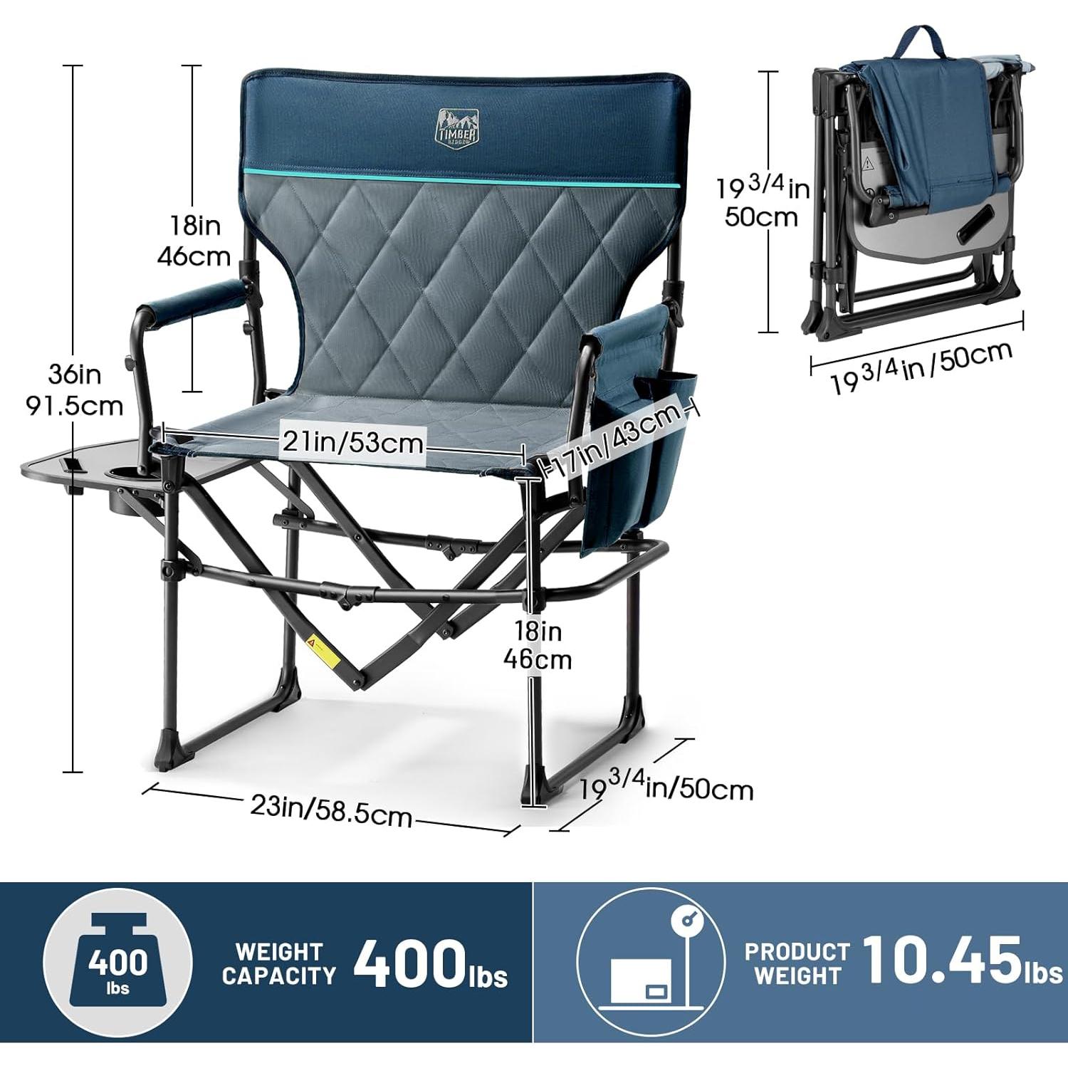 Silla de Camping Plegable Timber Ridge Azul Marino 181kg