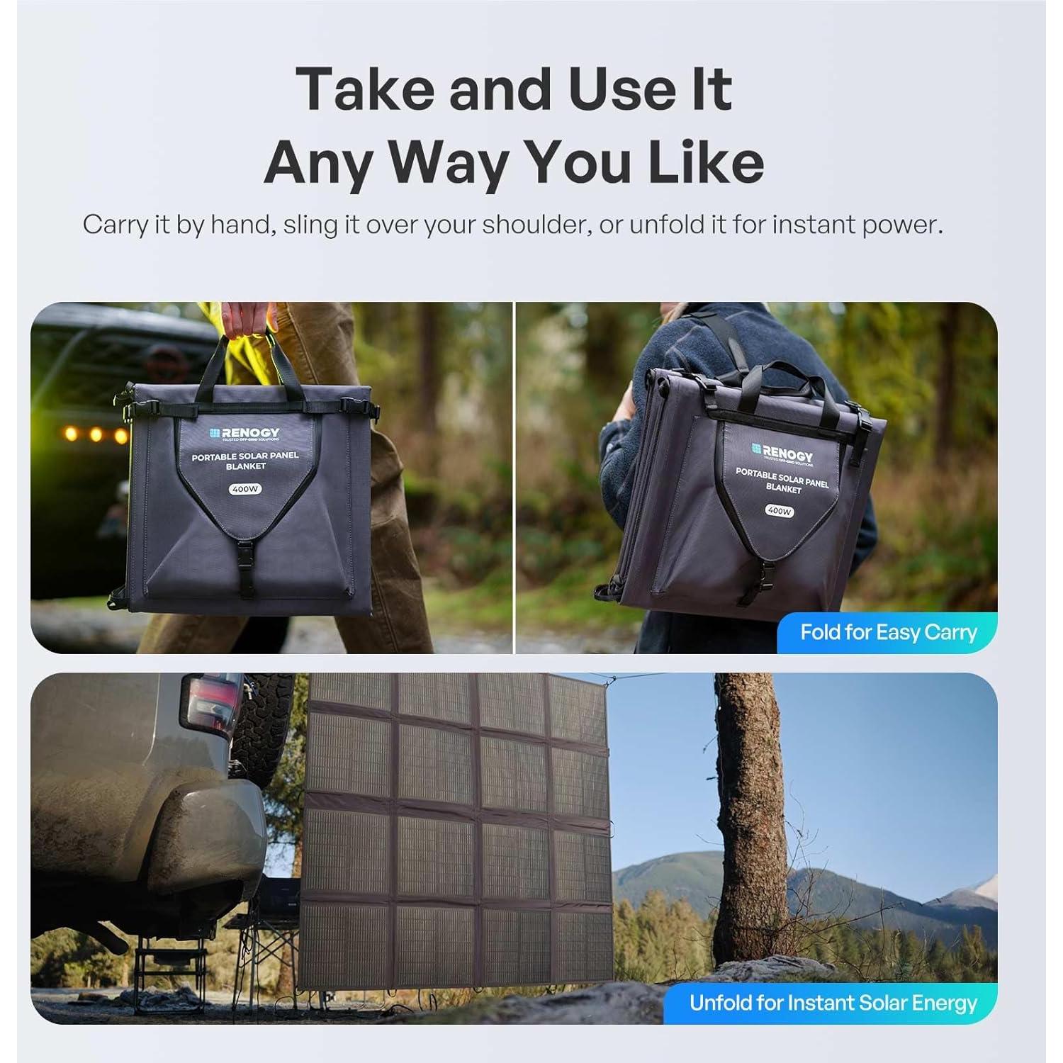 Manta Solar Plegable Renogy 200W, Alta Eficiencia 25%, USB-C