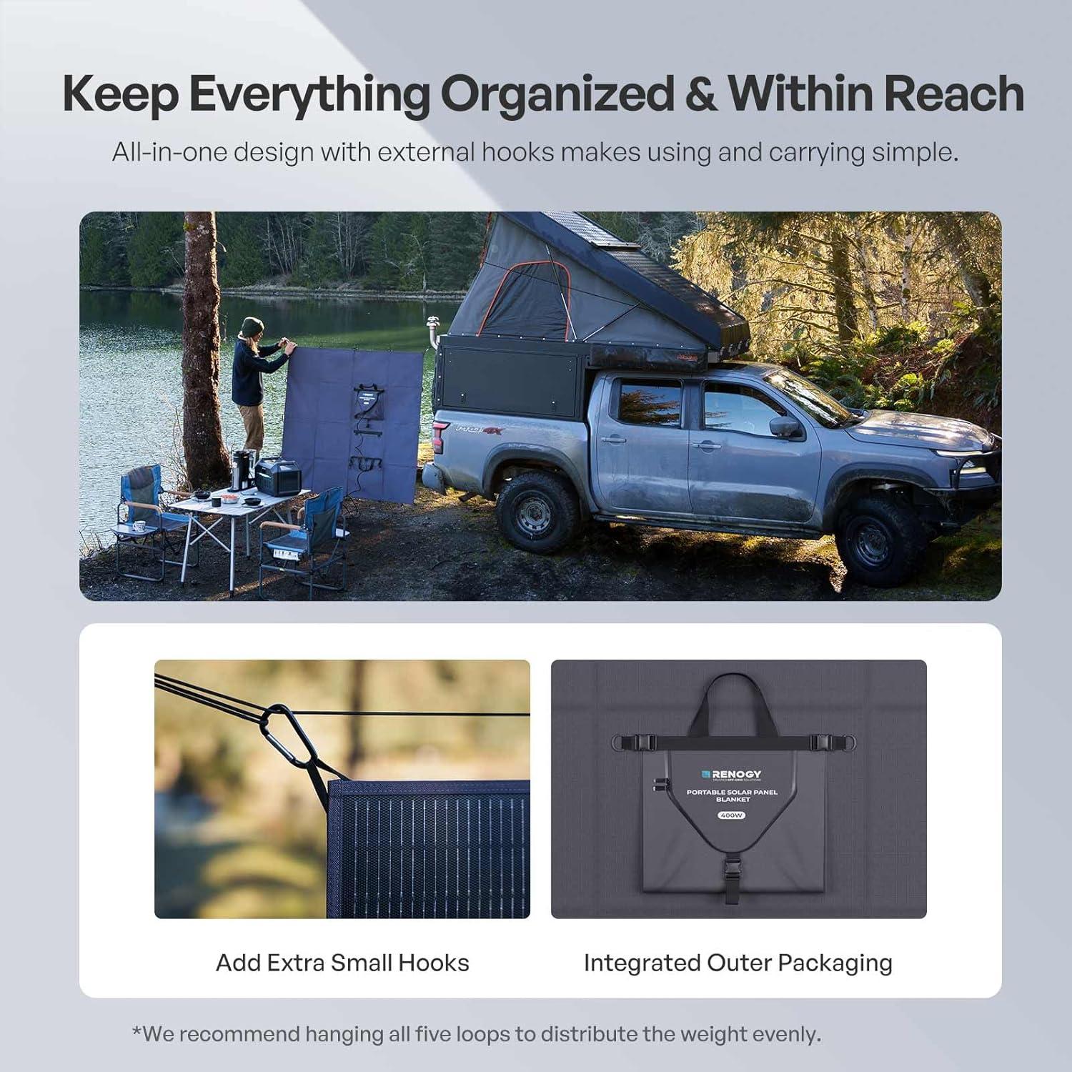 Manta Solar Plegable Renogy 200W, Alta Eficiencia 25%, USB-C