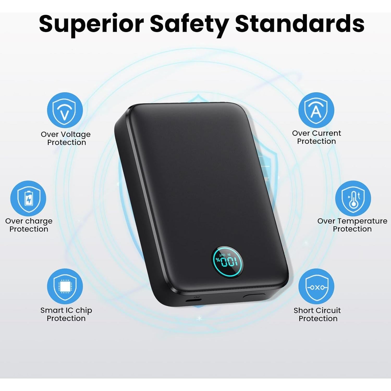 Cargador Portátil Magnético 10800mAh para iPhone con Pantalla LCD