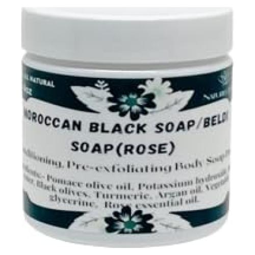 Jabón Negro Marroquí Exfoliante con Lavanda y Rosa 200g