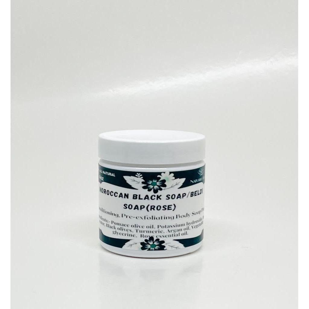 Jabón Negro Marroquí Exfoliante con Lavanda y Rosa 200g