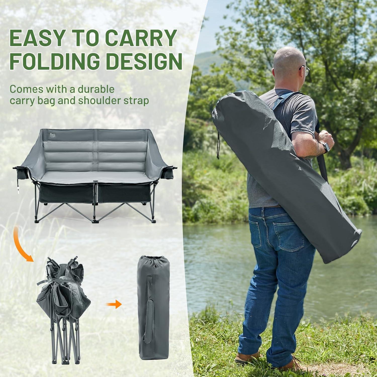 Silla de Camping Doble TIMBER RIDGE Acolchada 272 kg