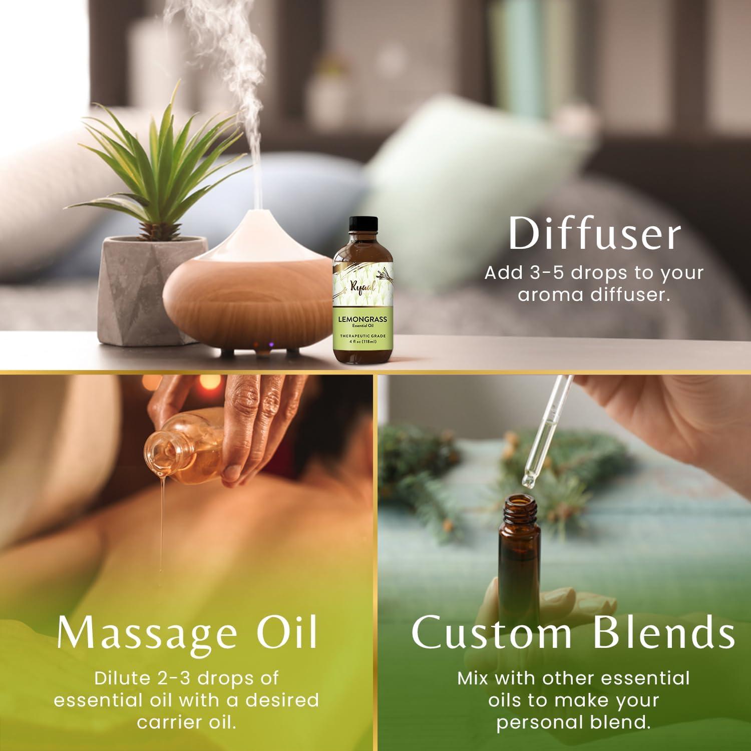 Aceite Esencial de Hierba Limón Ryaal 118 ml Grado Terapéutico