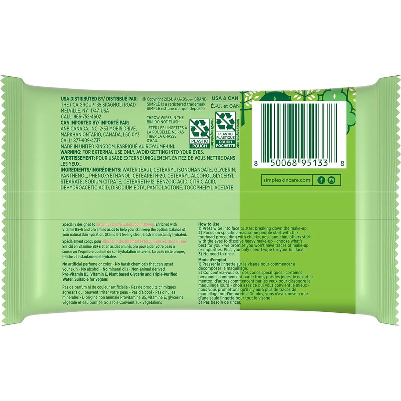 Toallitas Faciales Desmaquillantes Simples 25 Unidades - Hipoalergénicas