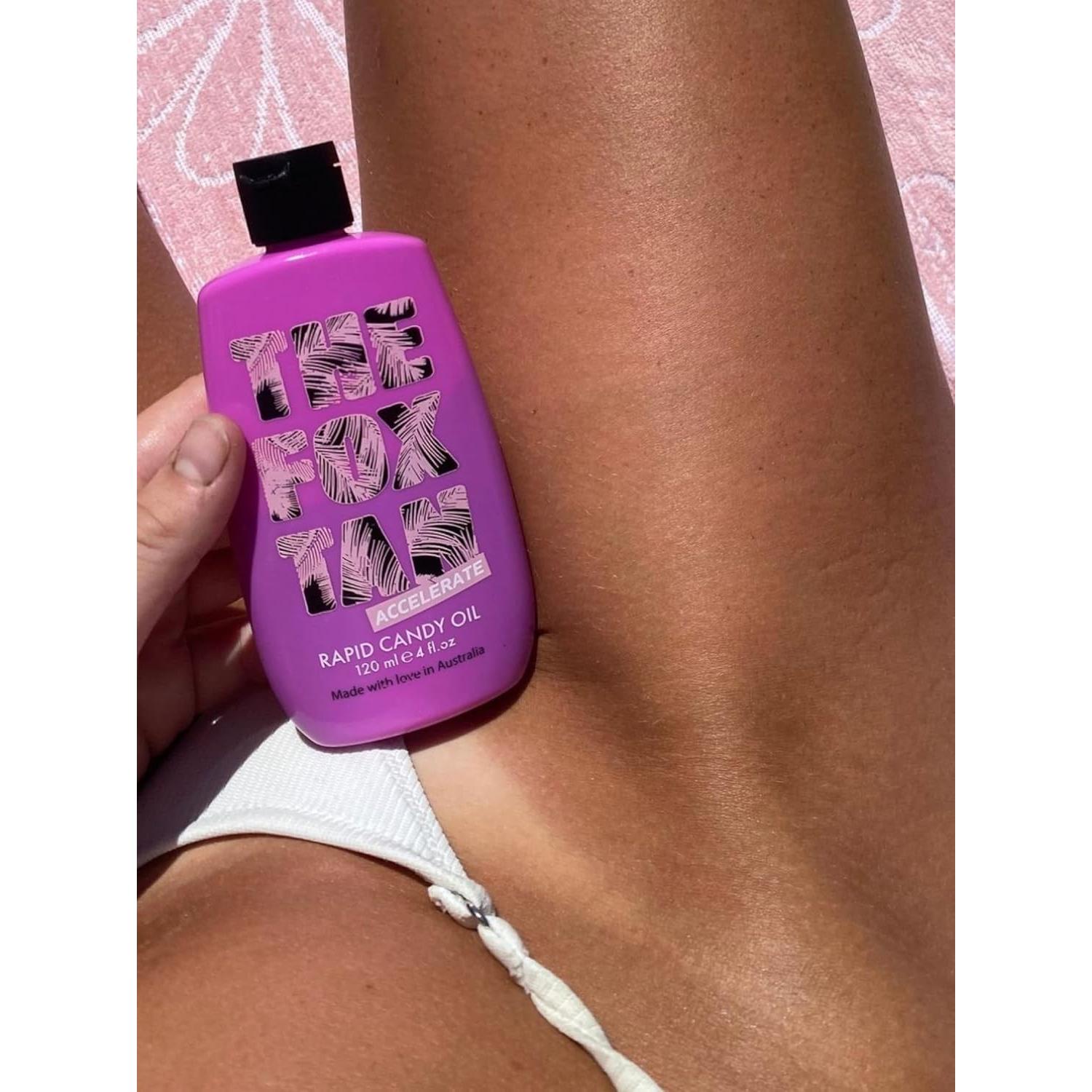 The Fox Tan Rapid Candy Oil, Accelerator Tanning Oil For Deeper & Darker Long-Lasting Tans, Creates Flawless Tan Skin, Vegan & Cruelty Free, 120mL