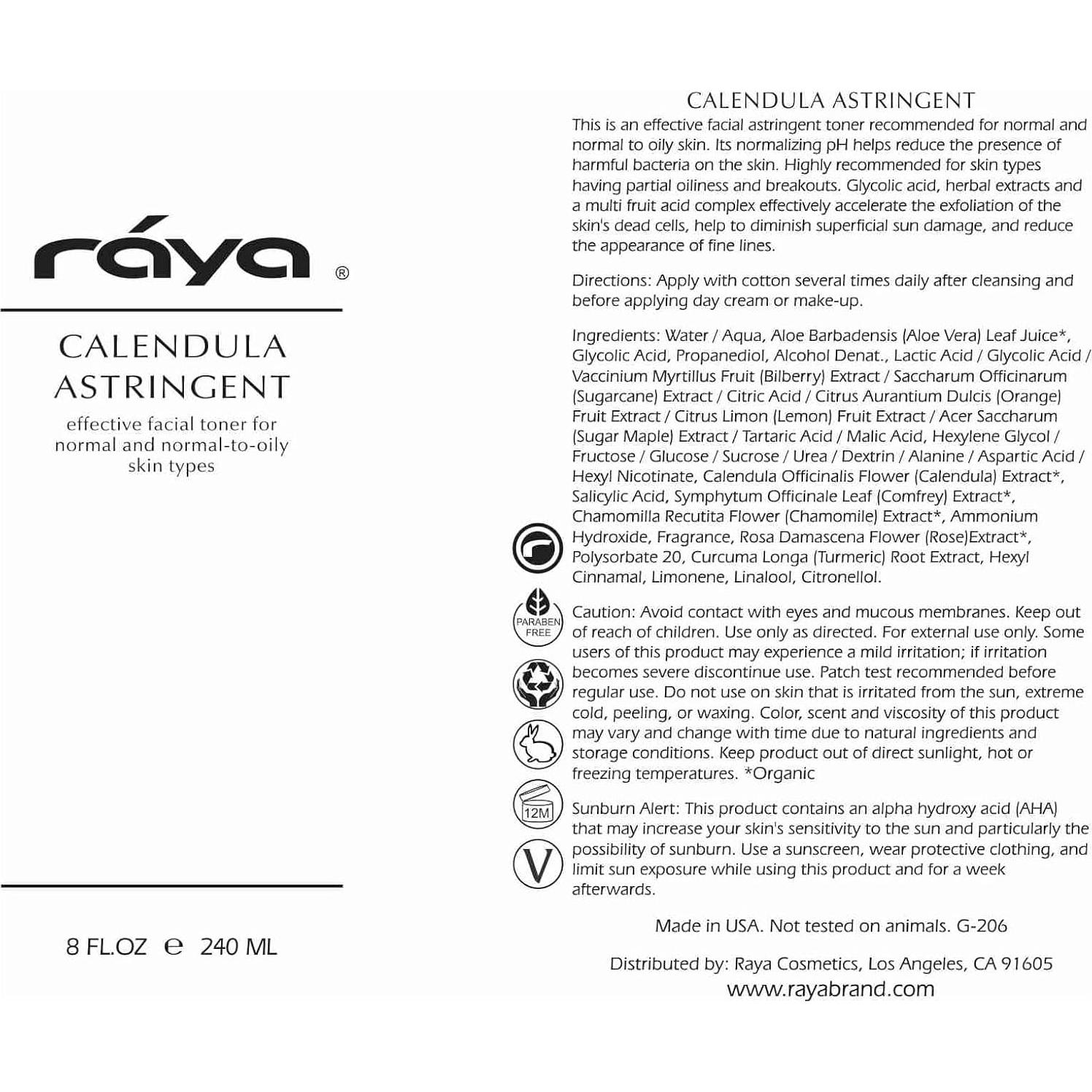 Tónico Facial Astringente RAYA 236.6 ml Ácido Glicólico Piel Mixta