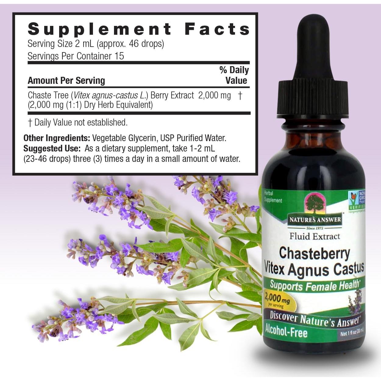 Baya de Vitex Sin Alcohol Nature's Answer 30 ml - Equilibrio Hormonal