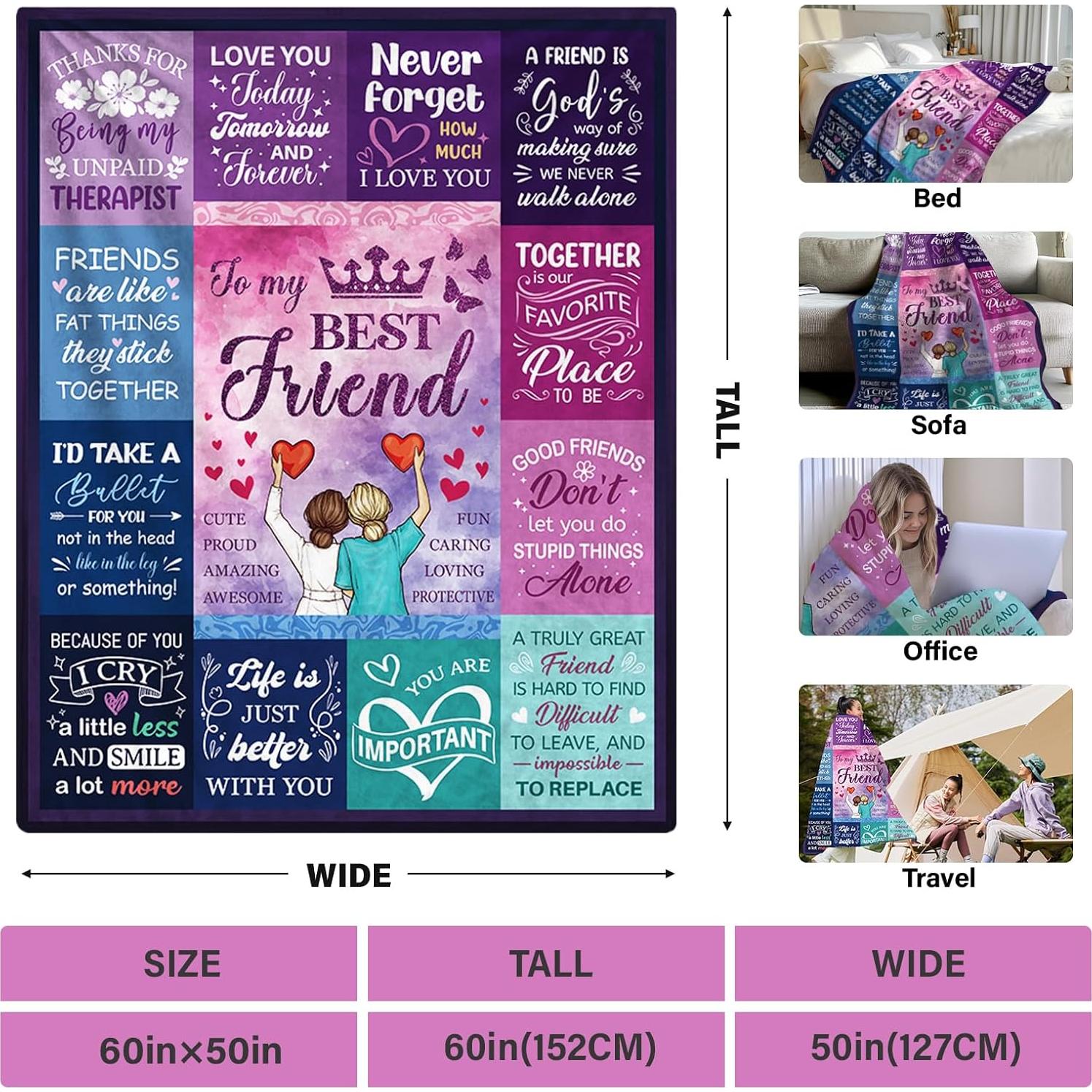 Manta Franela HEIFAM Mejor Amiga 127x152 cm Regalo Amistad