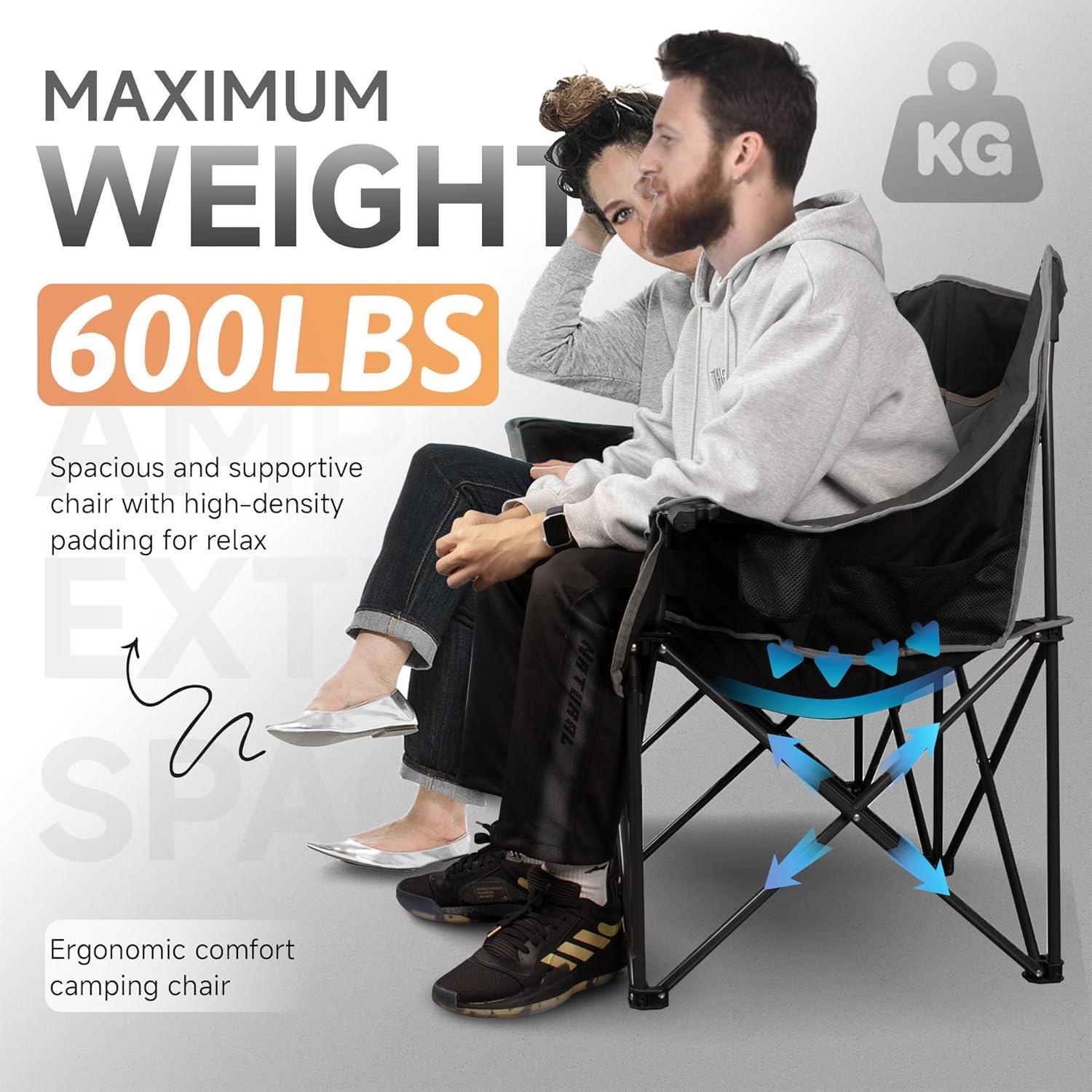 Silla de Camping Doble VAGANTH Plegable con Portavasos