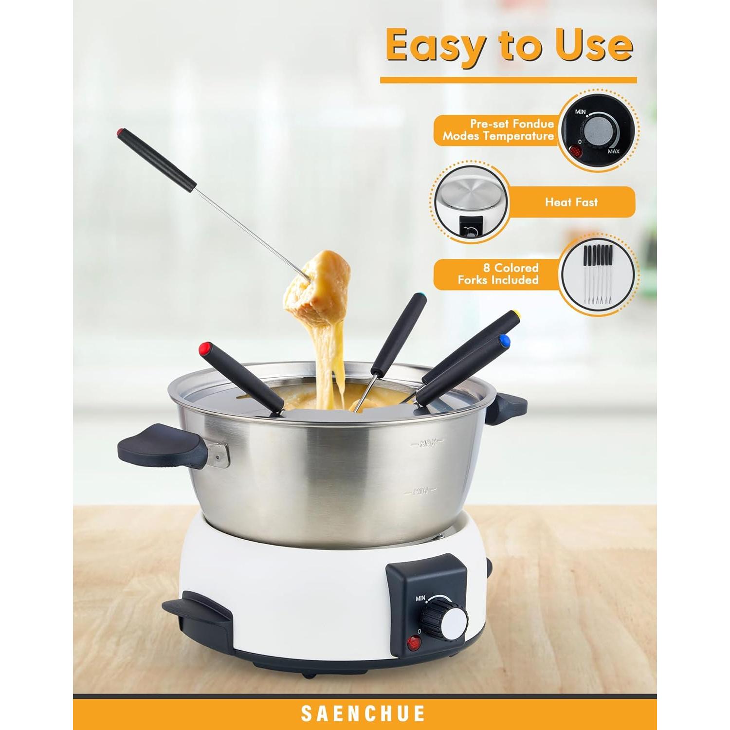 Olla de Fondue Eléctrica Saenchue 6 Tazas Acero Inoxidable